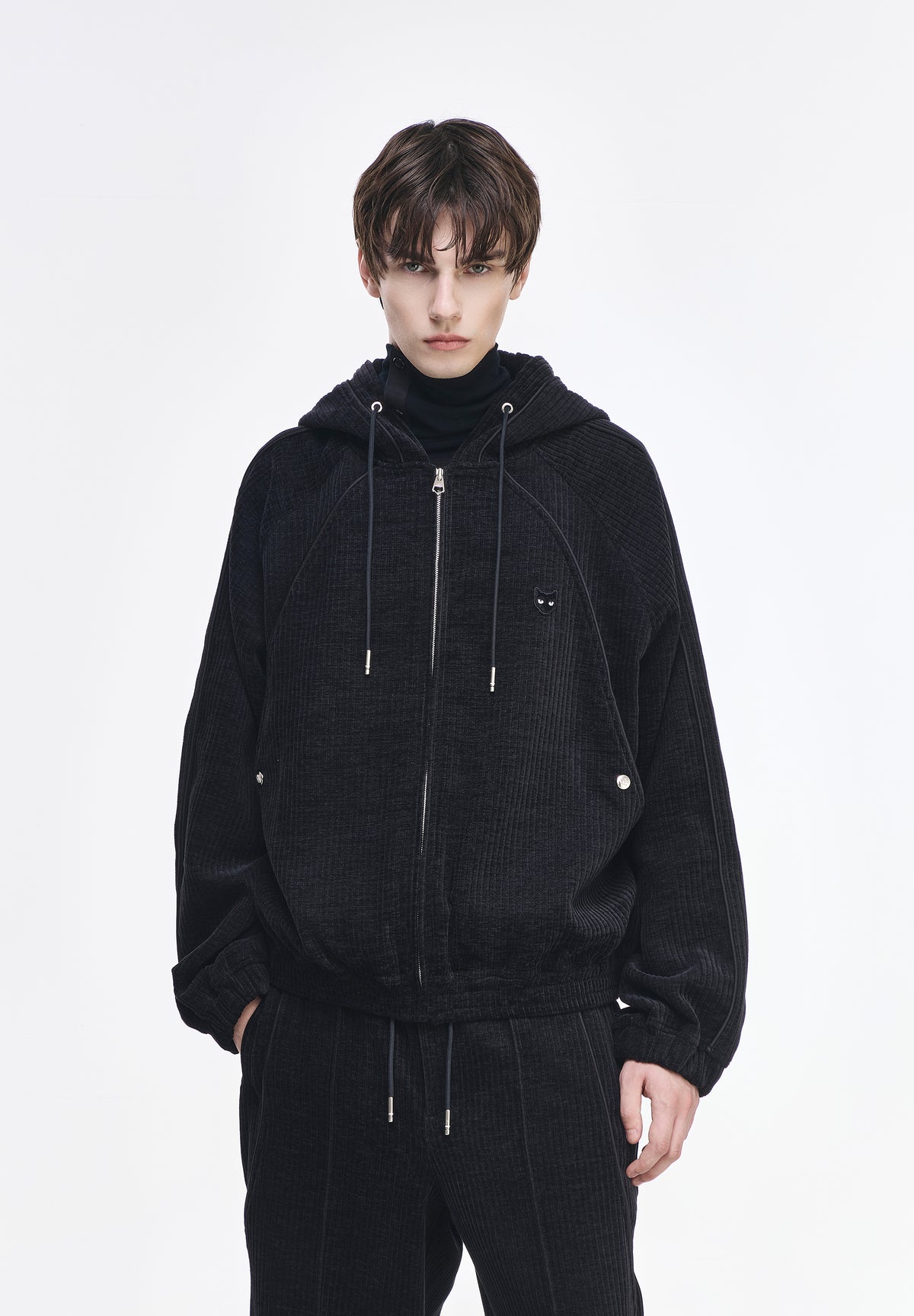 WAVE VELVET HOOD ZIP UP