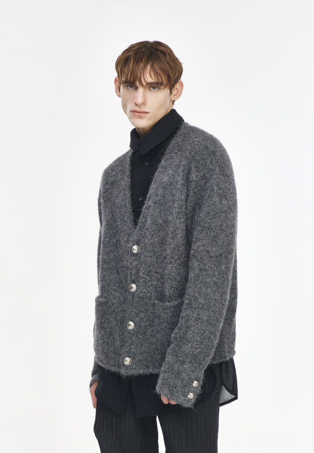 HAIRY ALPACA DEEP CUT CARDIGAN