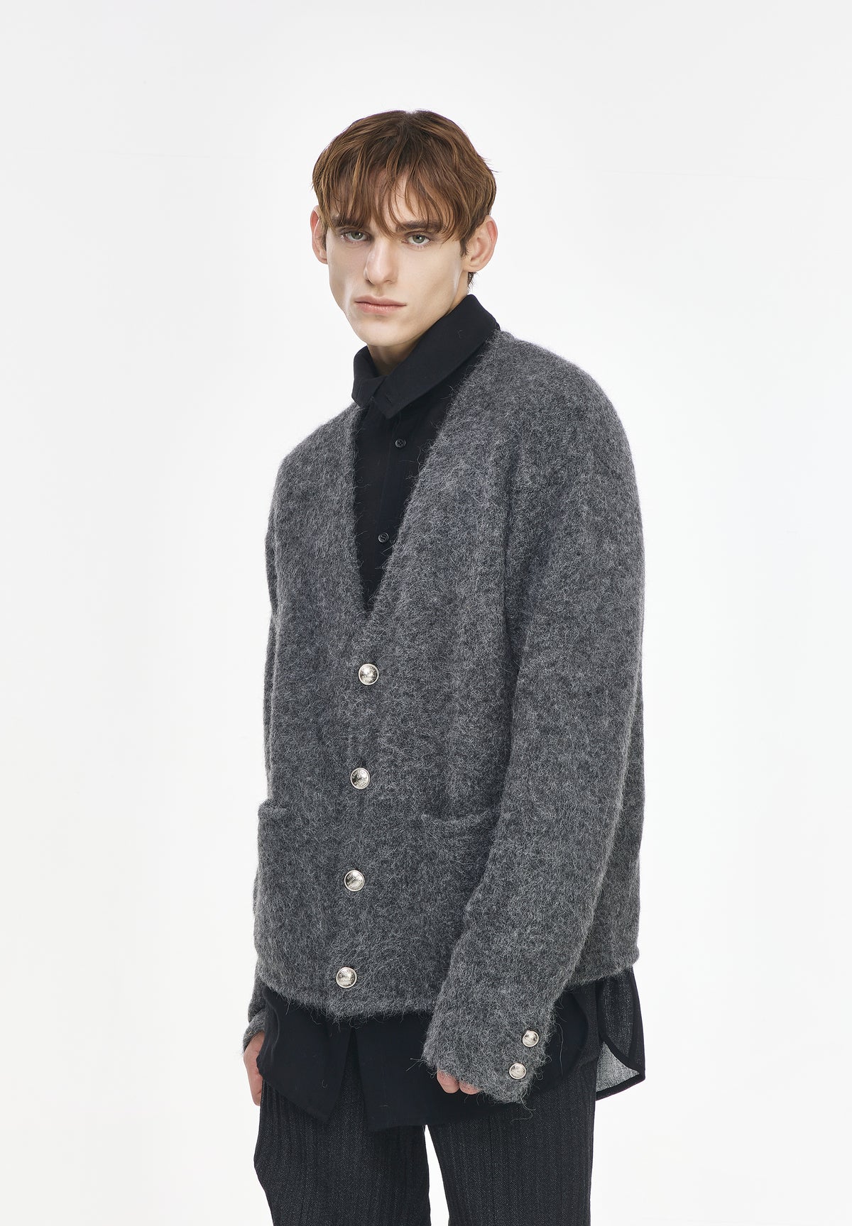 HAIRY ALPACA DEEP CUT CARDIGAN
