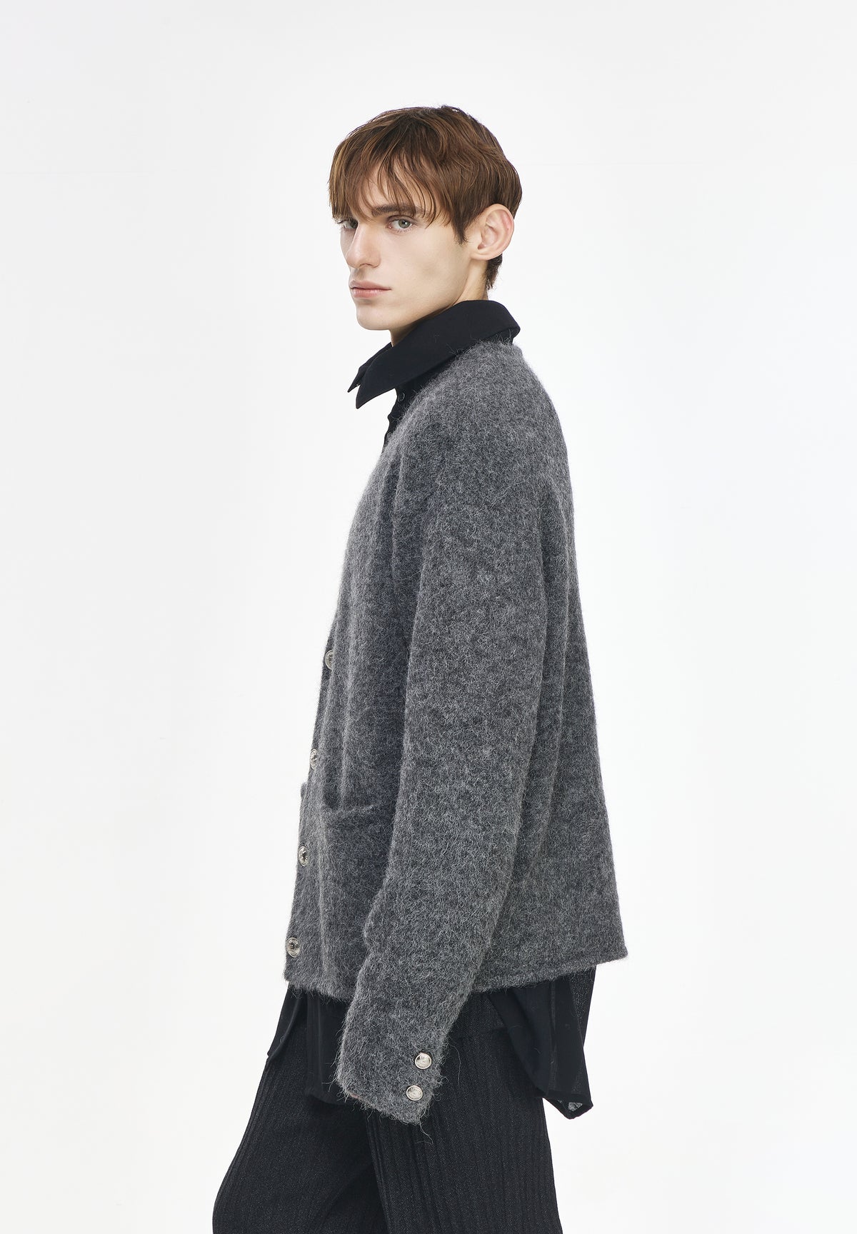 HAIRY ALPACA DEEP CUT CARDIGAN