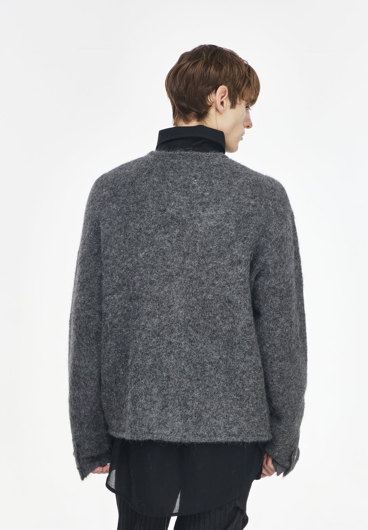 HAIRY ALPACA DEEP CUT CARDIGAN