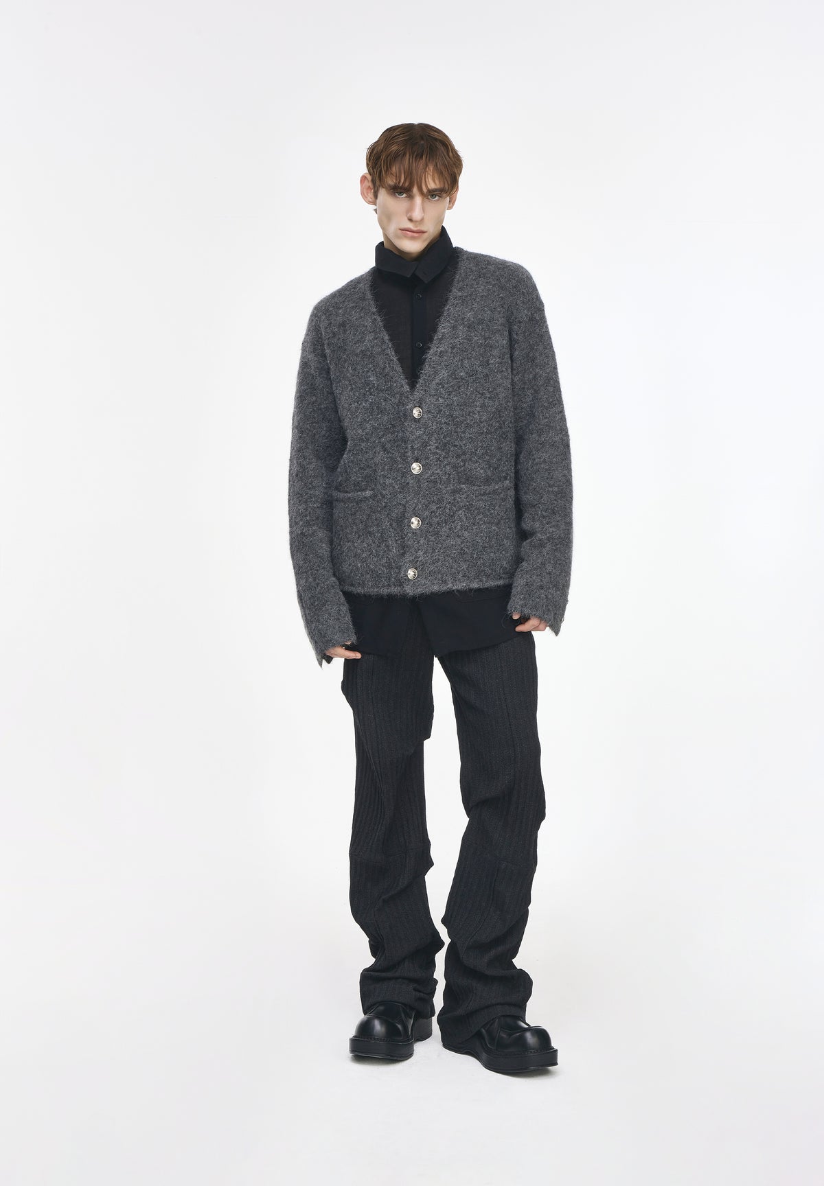 HAIRY ALPACA DEEP CUT CARDIGAN