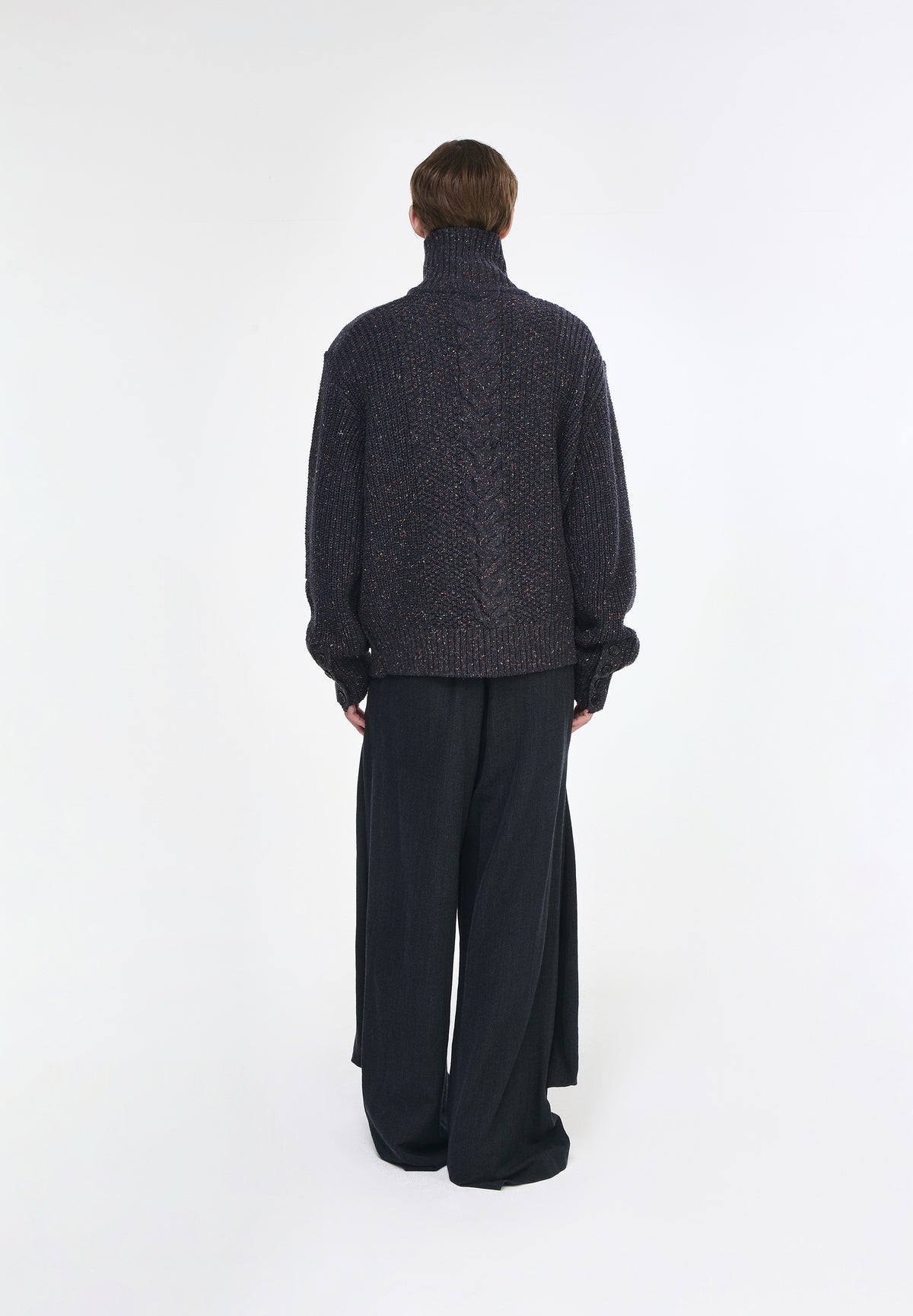 ZZERO PANTHER CABLE HIGH NECK CARDIGAN
