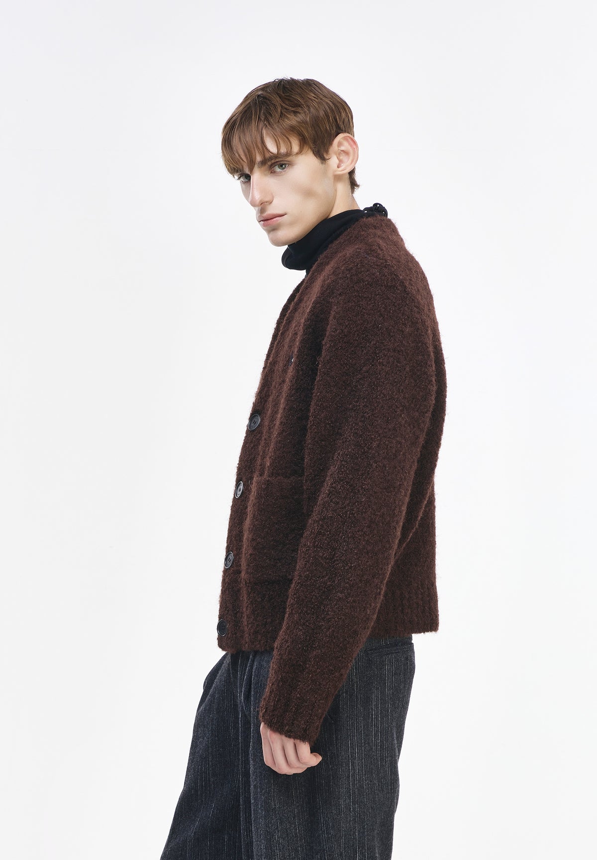 ZZERO BOUCLE V NECK CARDIGAN
