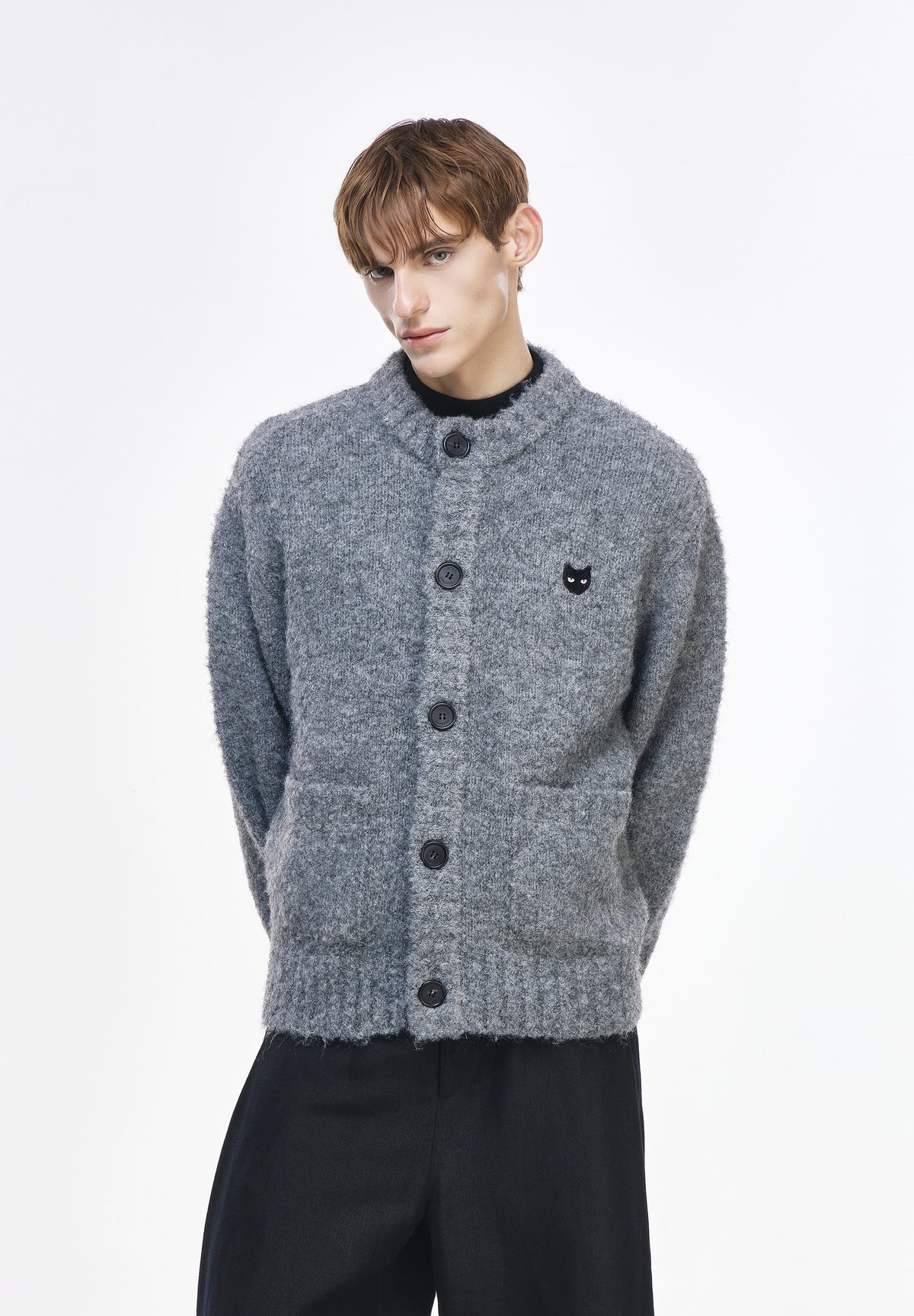 BOUCLE ROUND NECK CARDIGAN