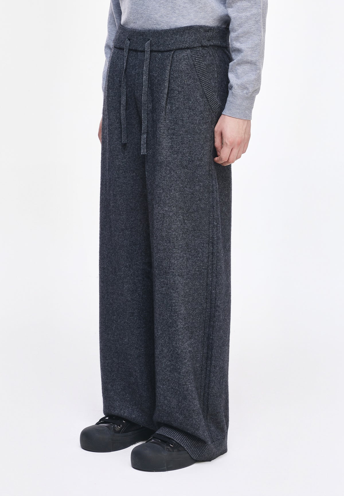 CASHMERE BLEND WIDE KNIT PANTS