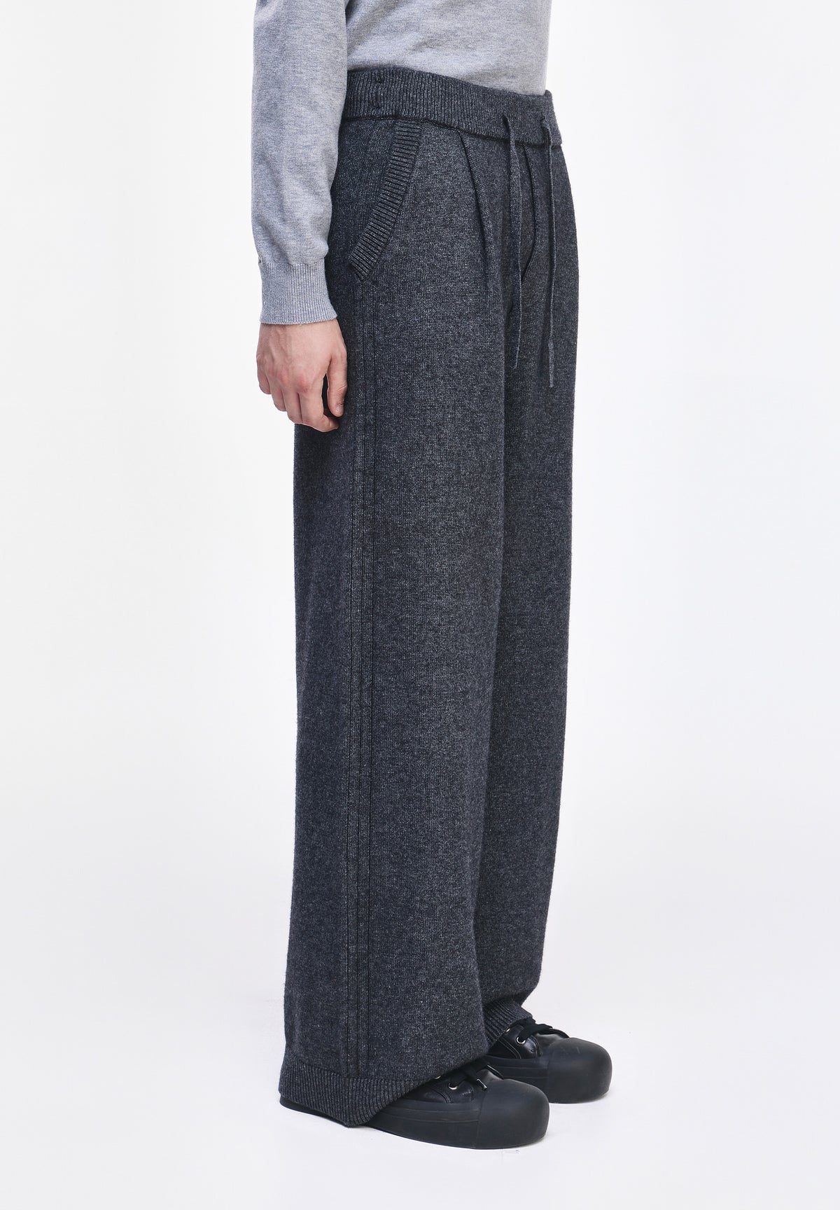 CASHMERE BLEND WIDE KNIT PANTS