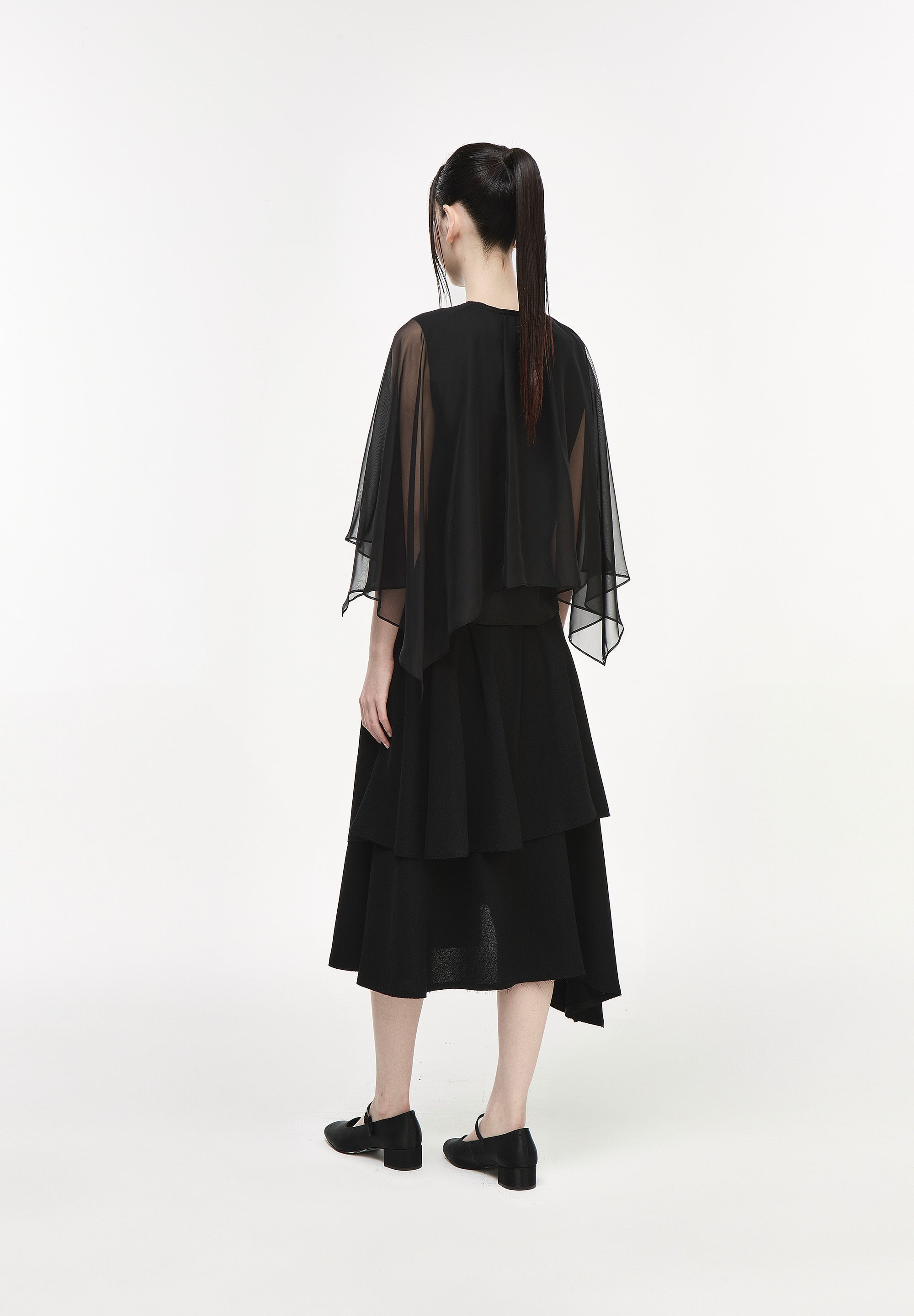 VEILED DEEP CUT BLOUSE