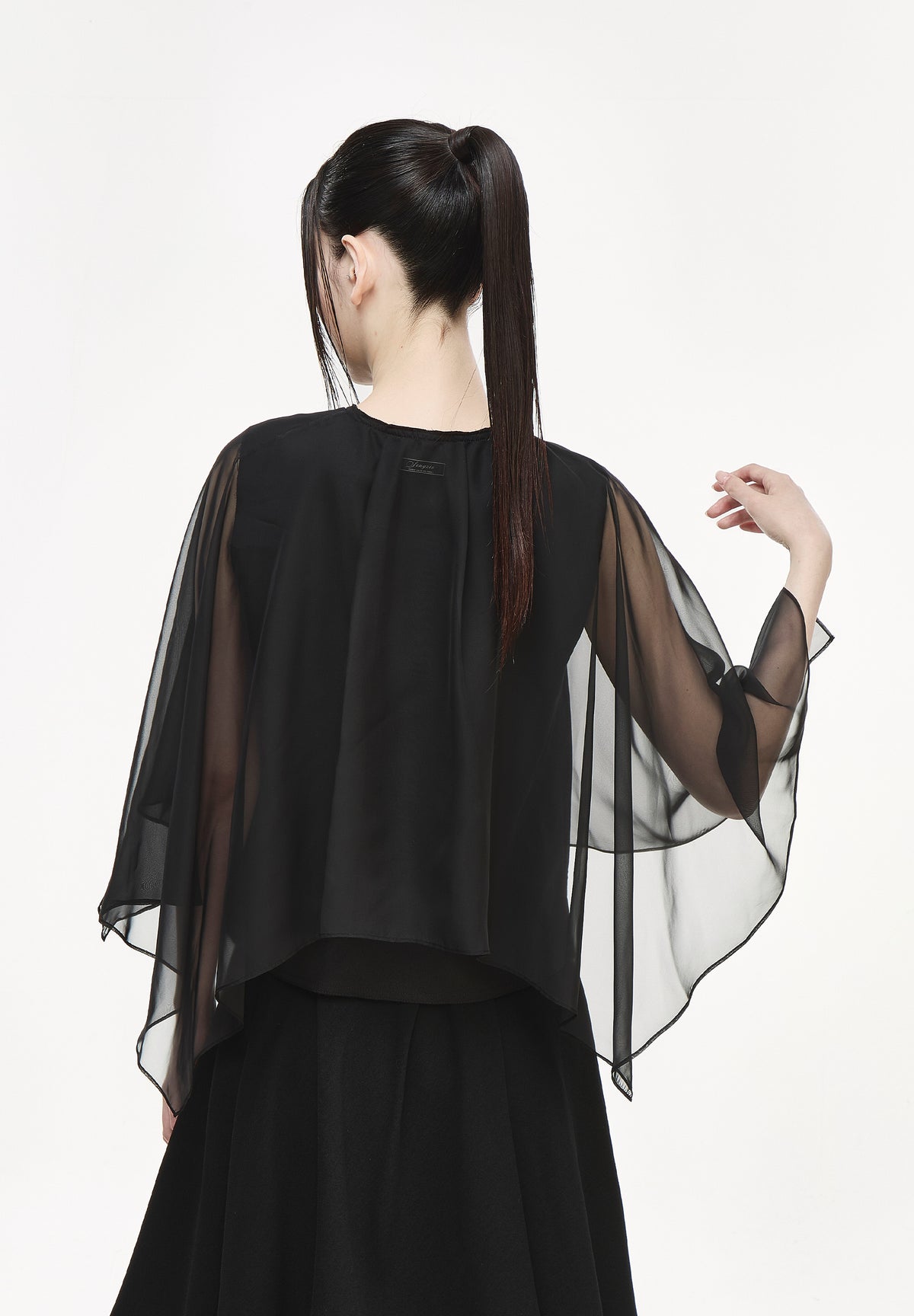 VEILED DEEP CUT BLOUSE