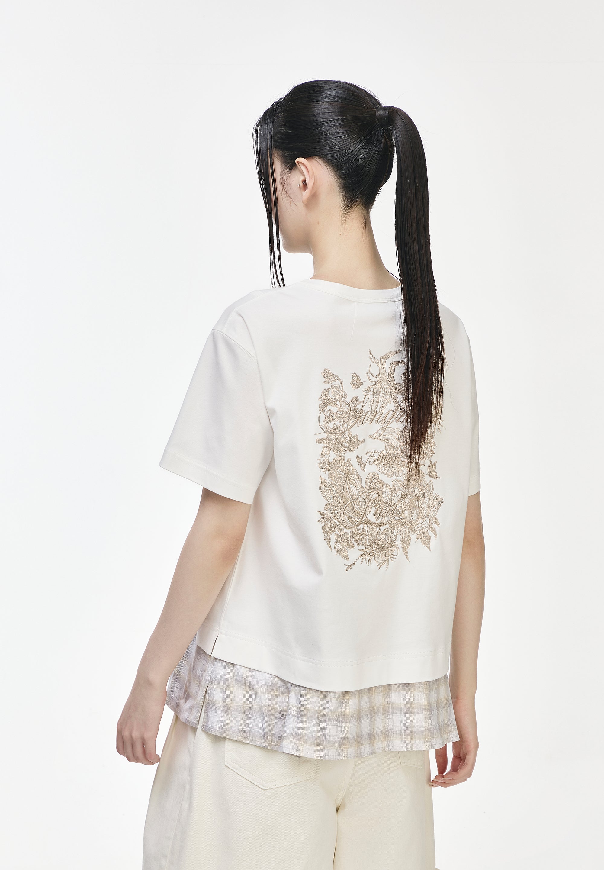 FLORAL EMBROIDERED PATCHWORK TOP