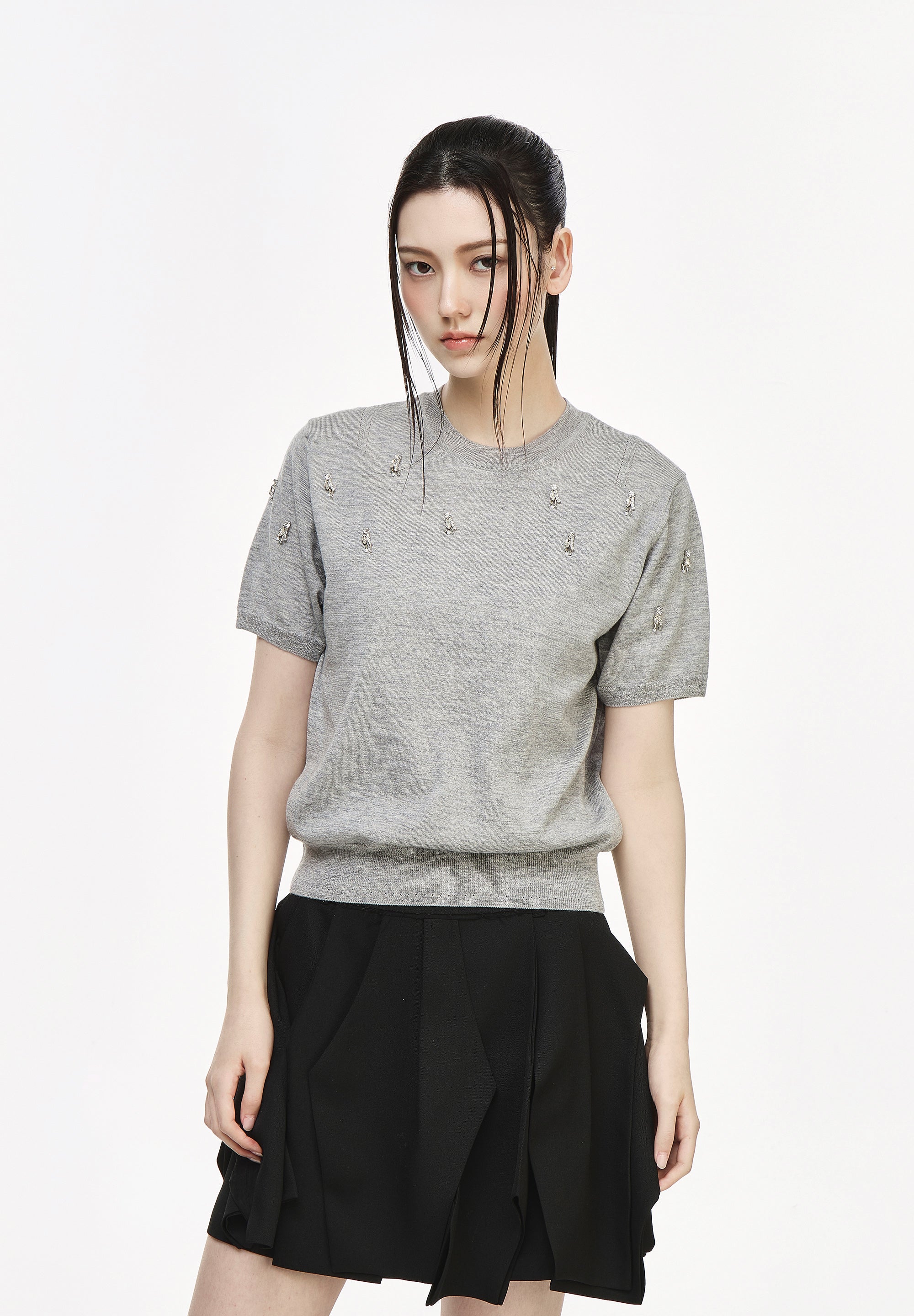 TEARDROP ROUND NECK KNIT
