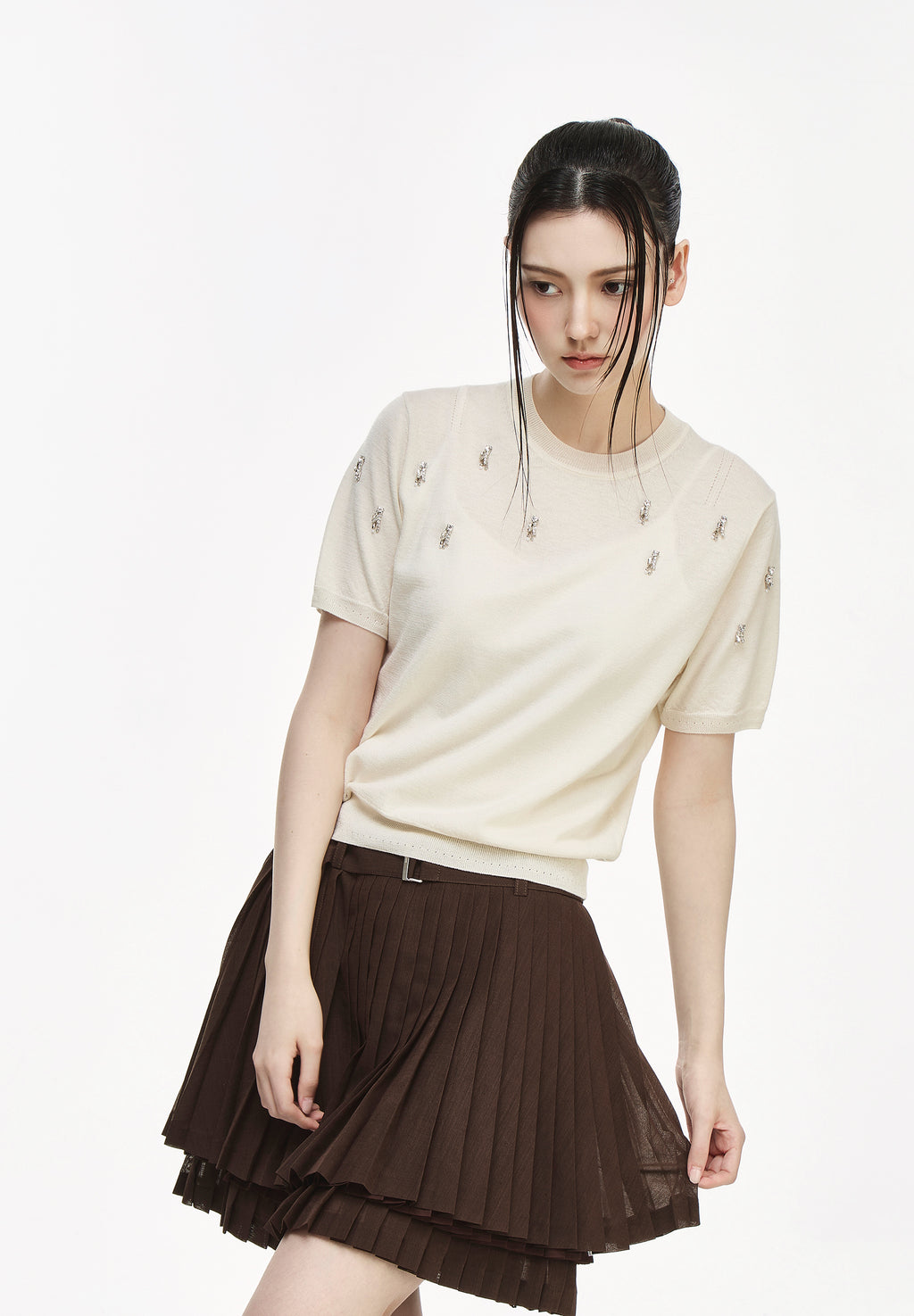 TEARDROP ROUND NECK KNIT