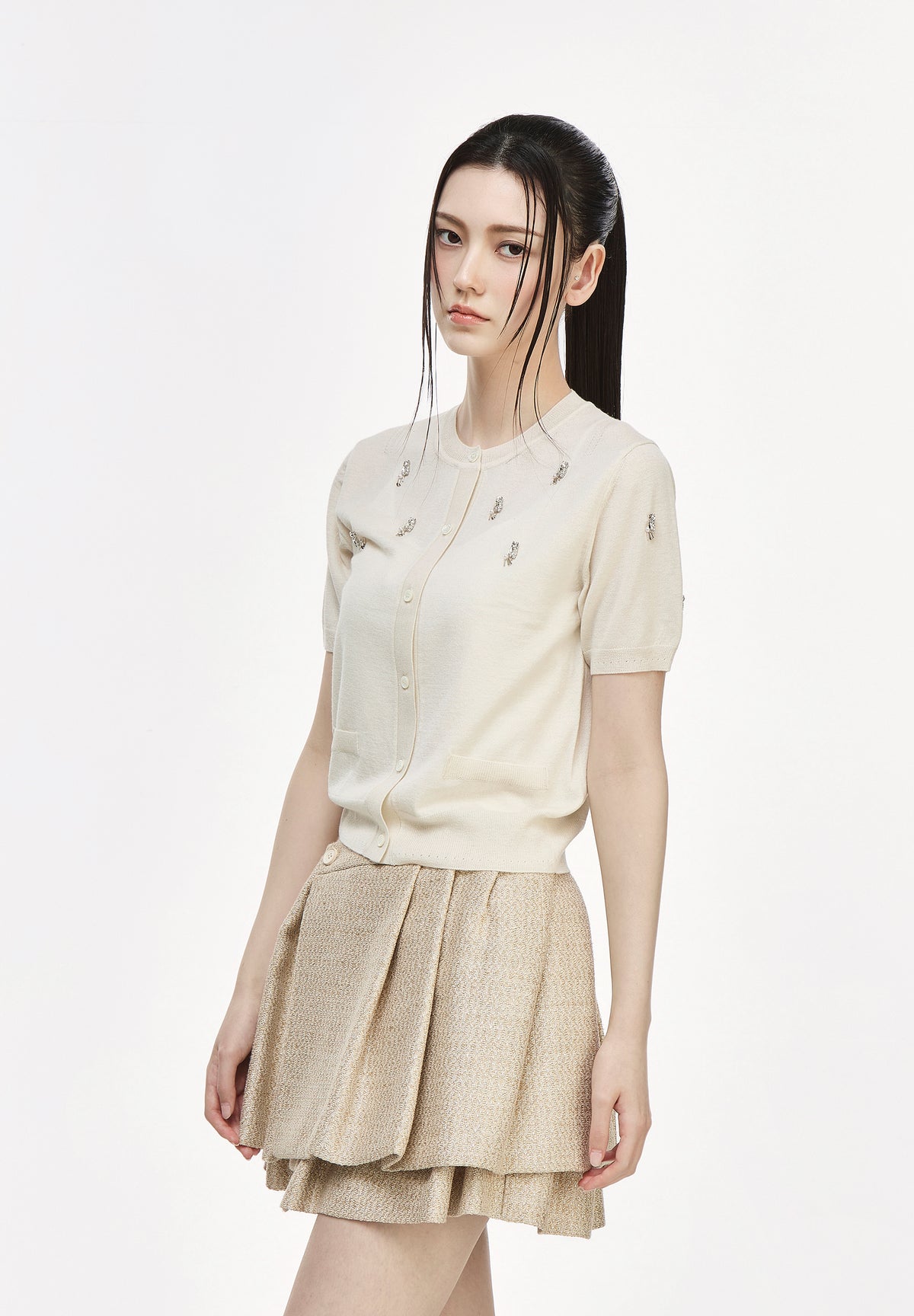 TEARDROP ROUND NECK CARDIGAN
