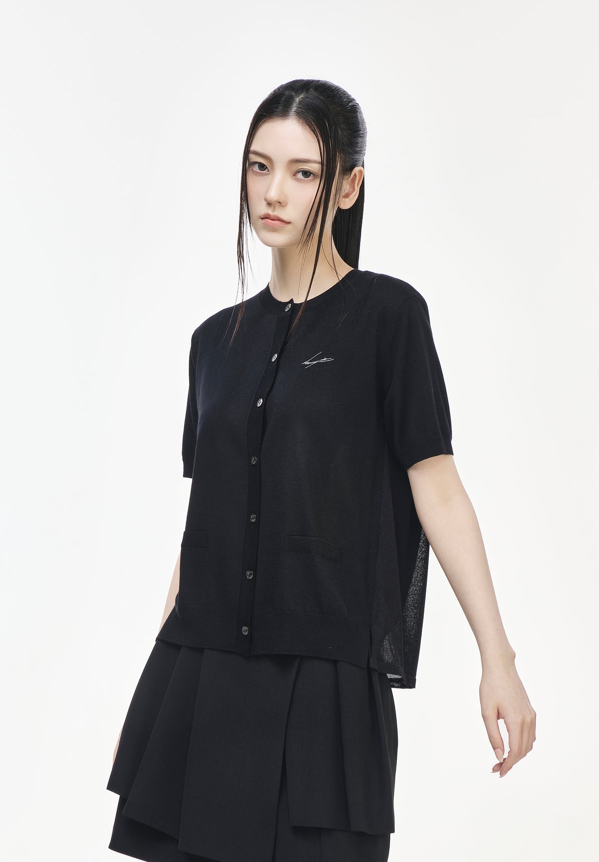 CELESTIAL EMBROIDERED VEILED CARDIGAN