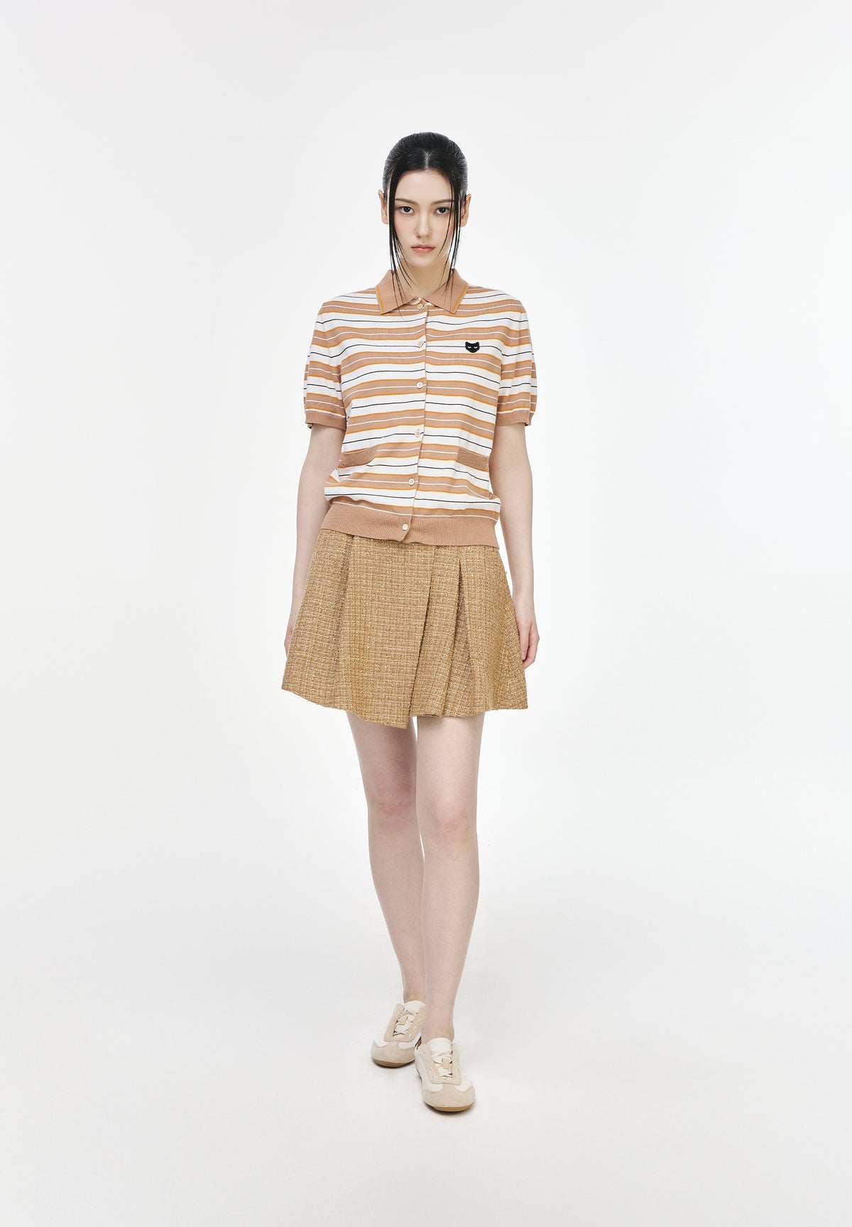 PANTHER STRIPE COLLAR CARDIGAN