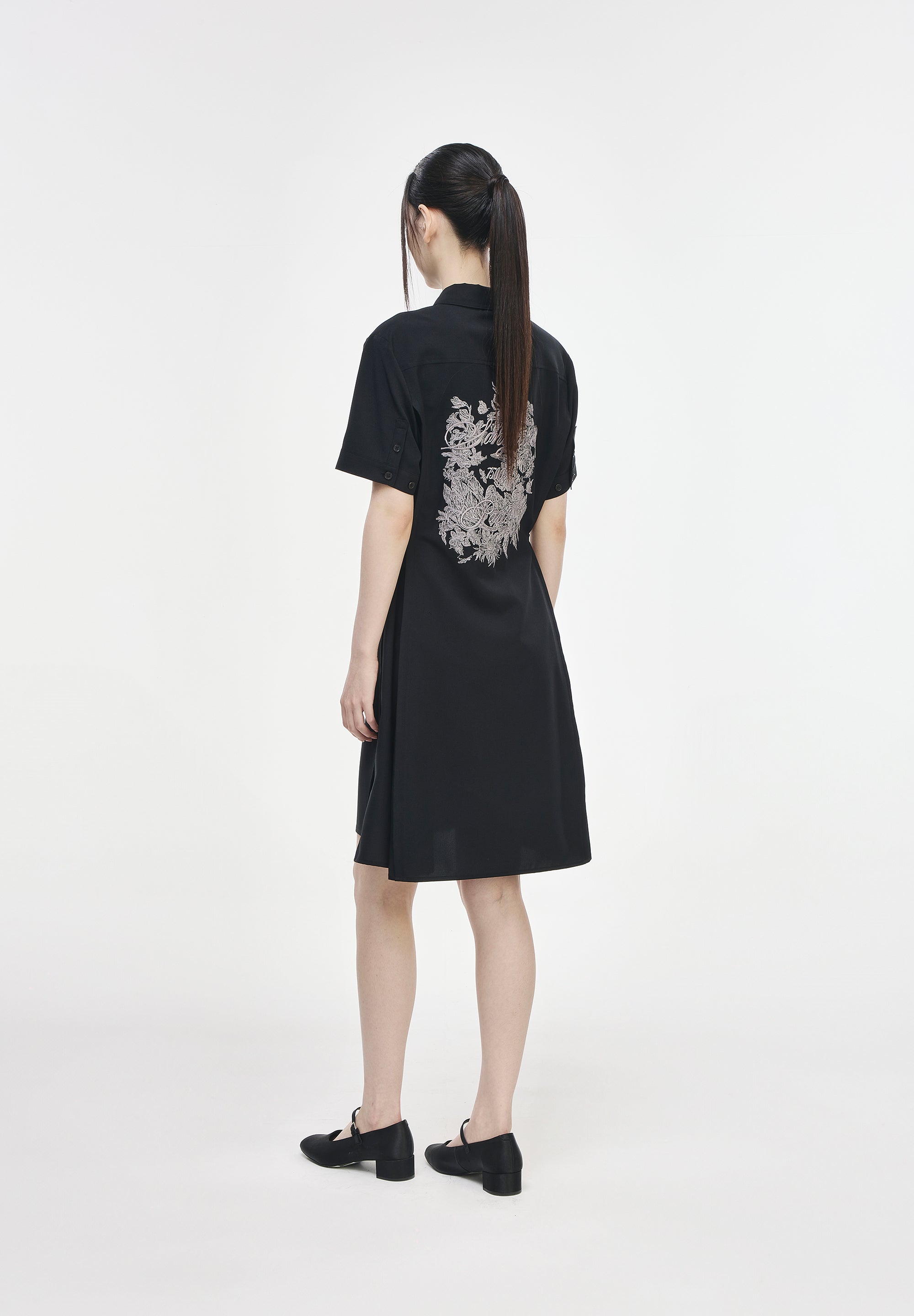 FLORAL EMBROIDERED SHIRT ONE PIECE