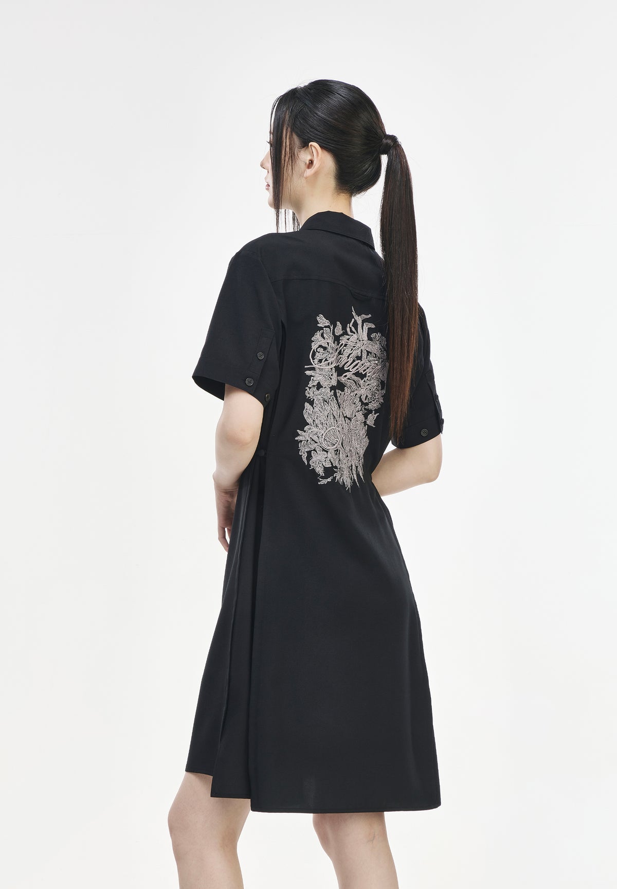 FLORAL EMBROIDERED SHIRT ONE PIECE