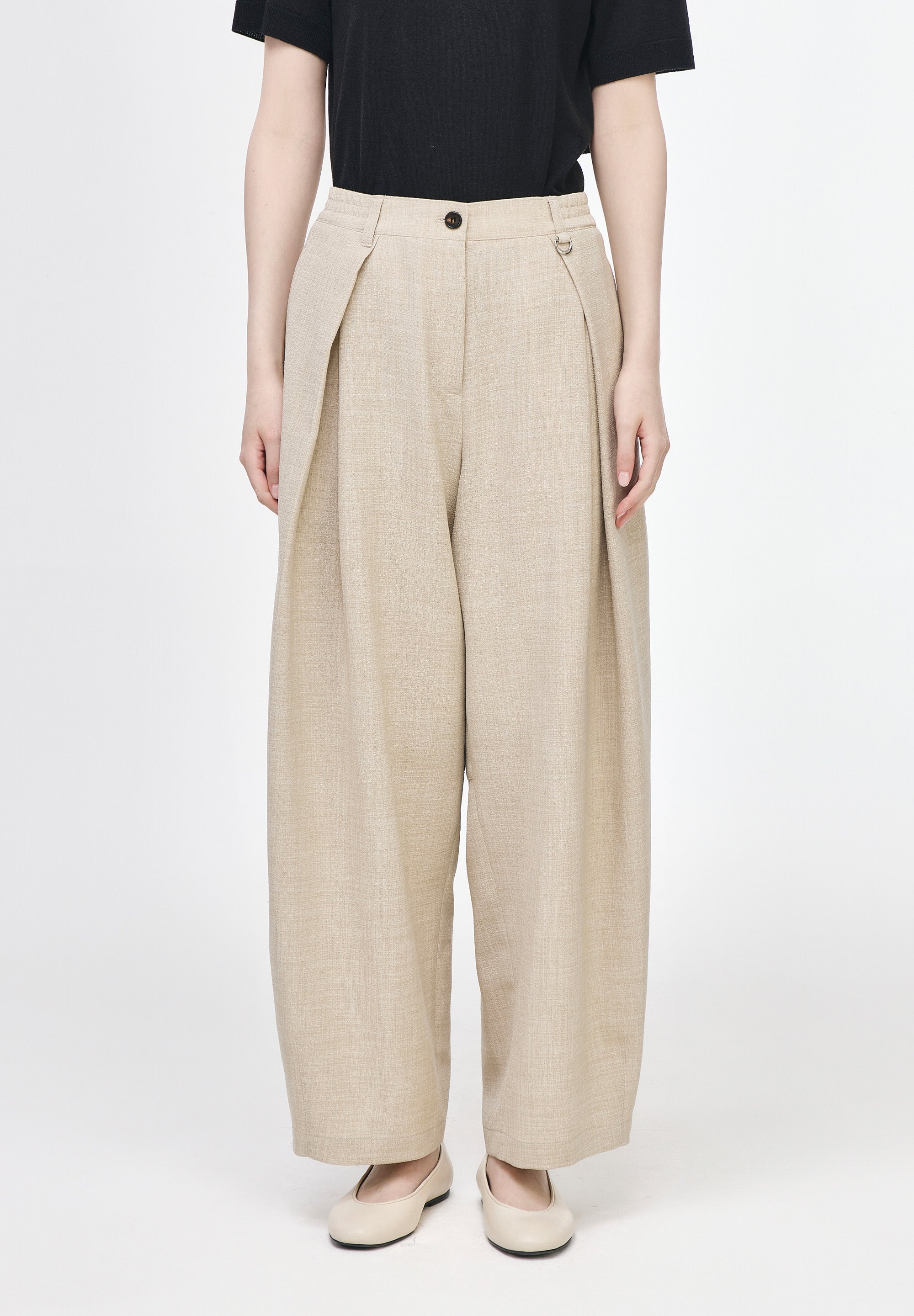 CURVED DART LINEN PANTS