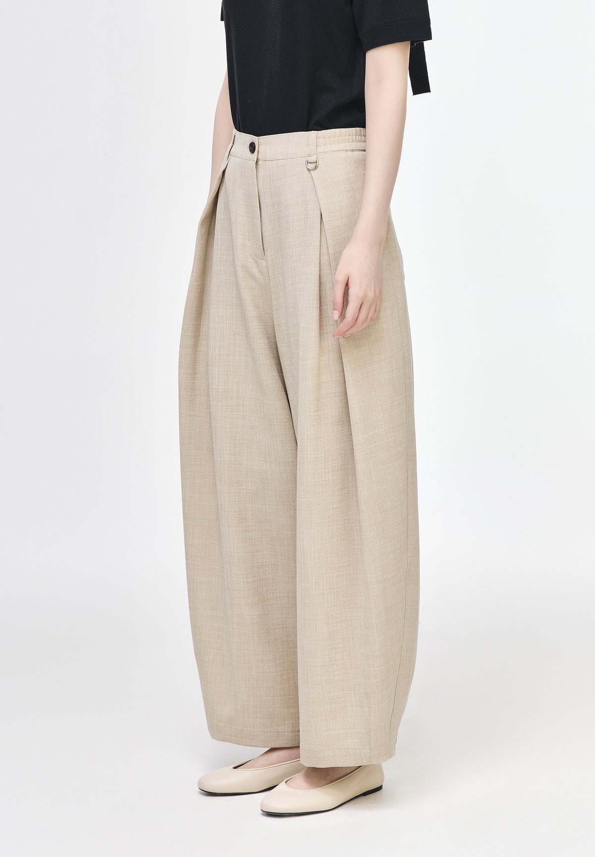 CURVED DART LINEN PANTS