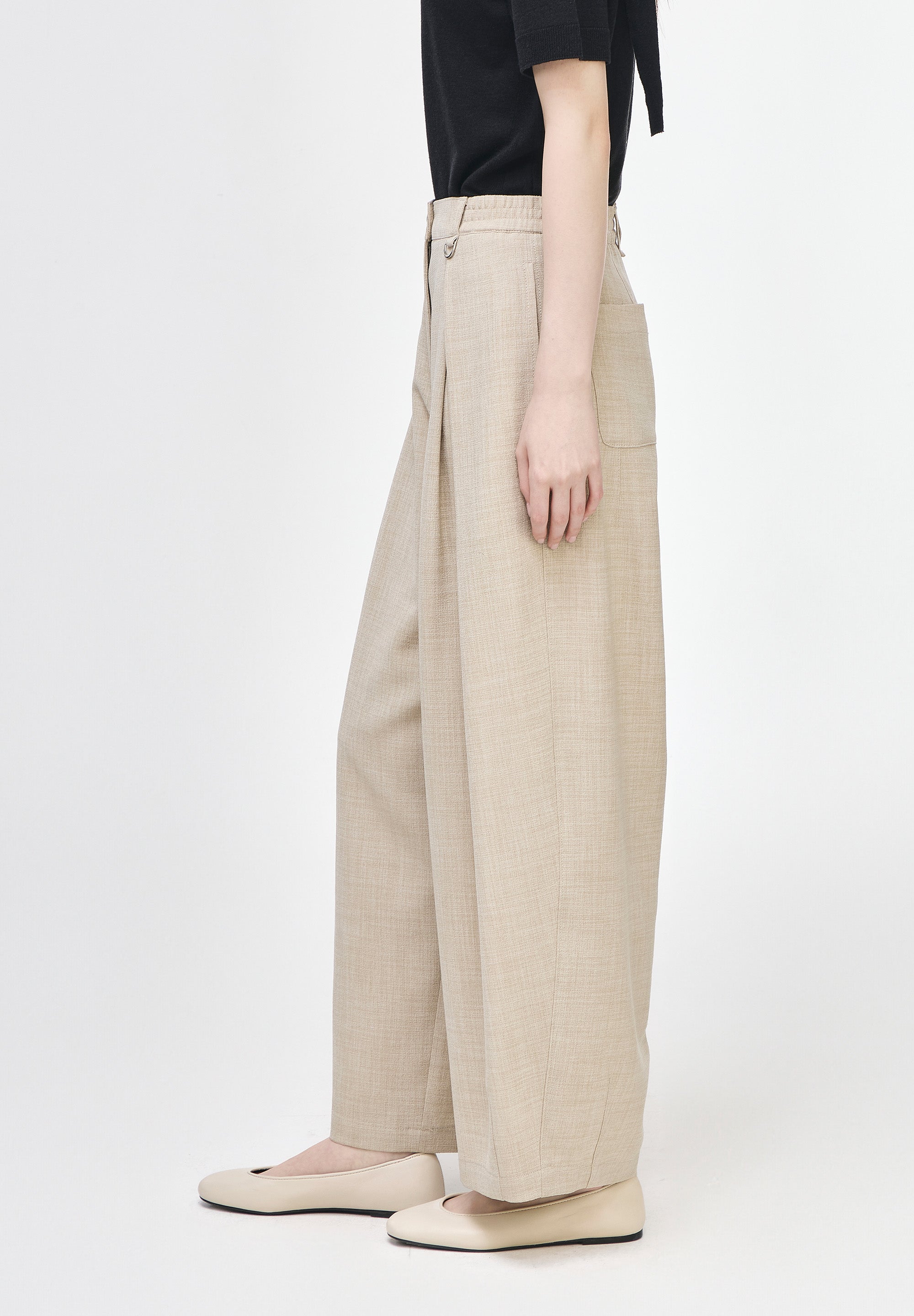 CURVED DART LINEN PANTS