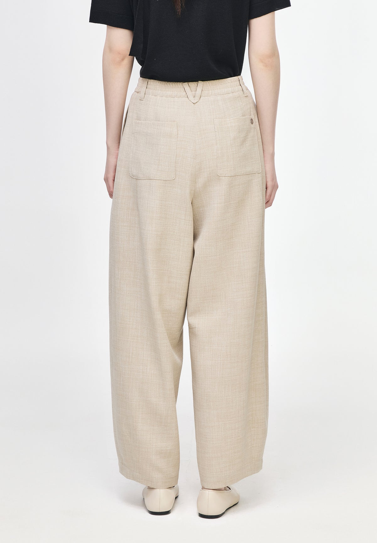 CURVED DART LINEN PANTS