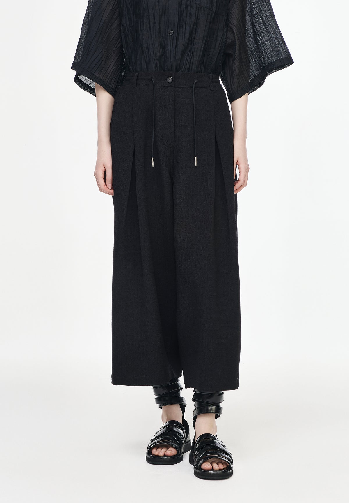 CROP WIDE LINEN PANTS