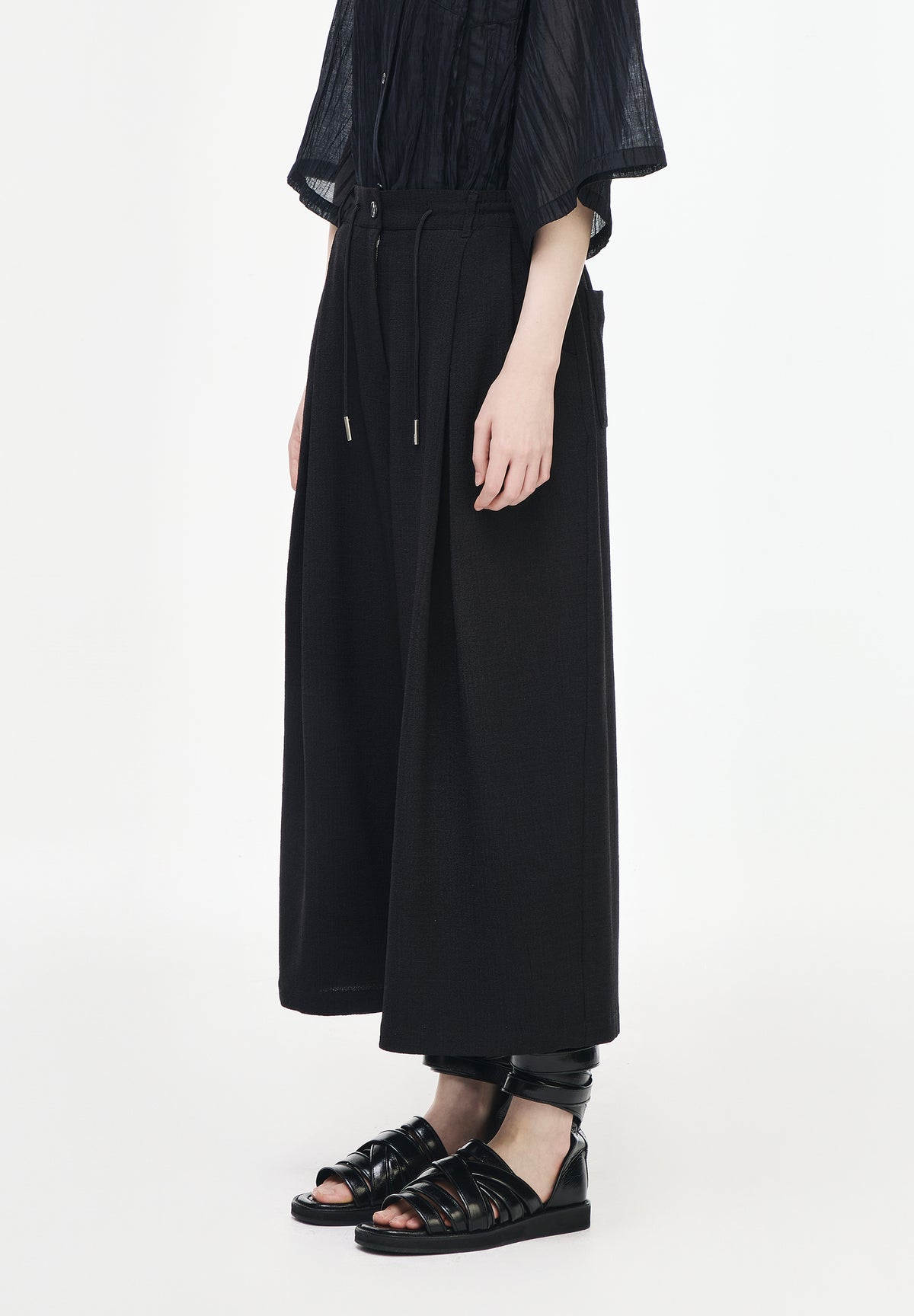 CROP WIDE LINEN PANTS