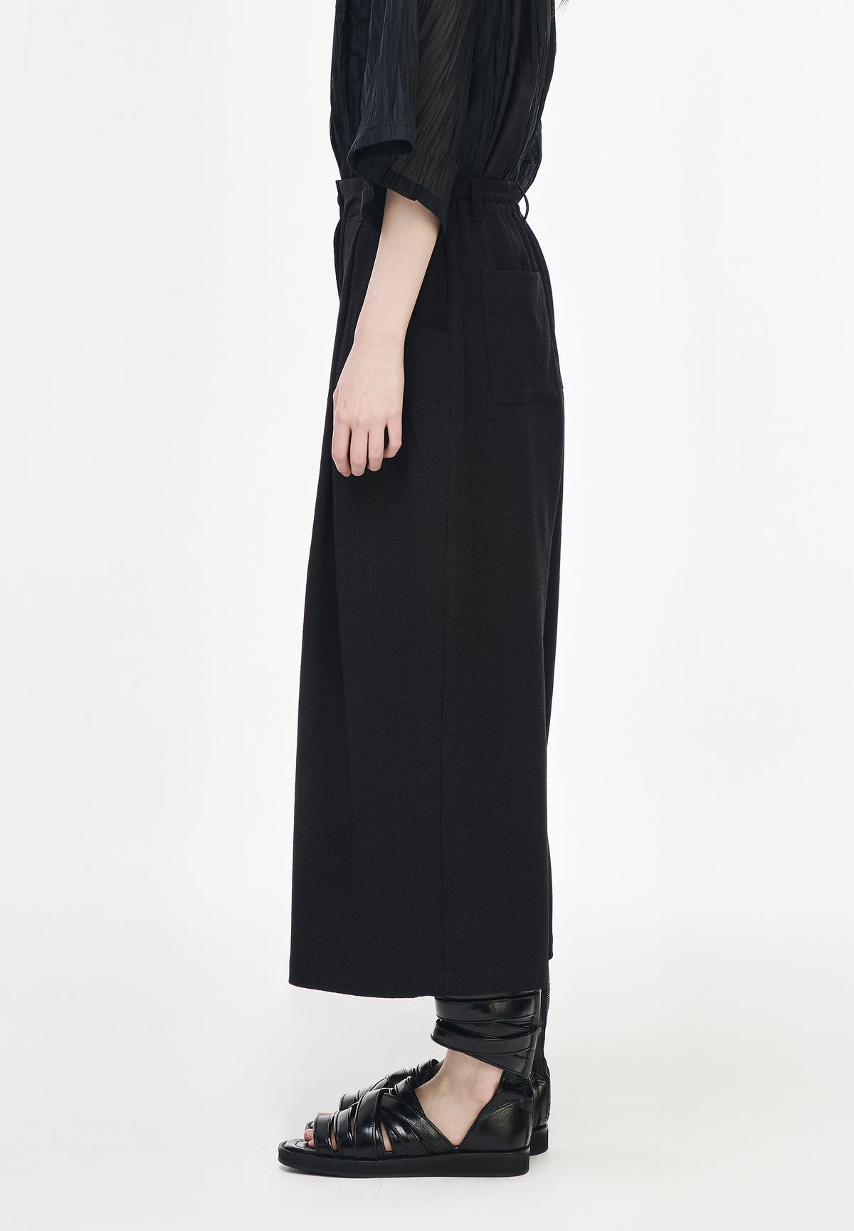 CROP WIDE LINEN PANTS