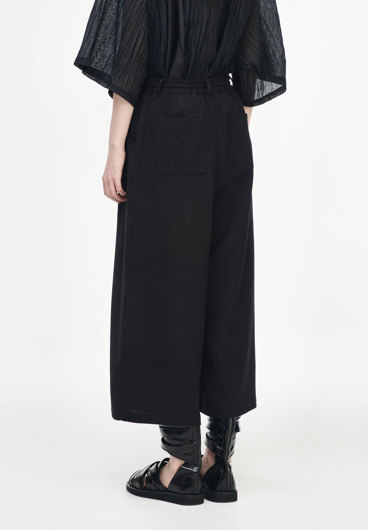 CROP WIDE LINEN PANTS