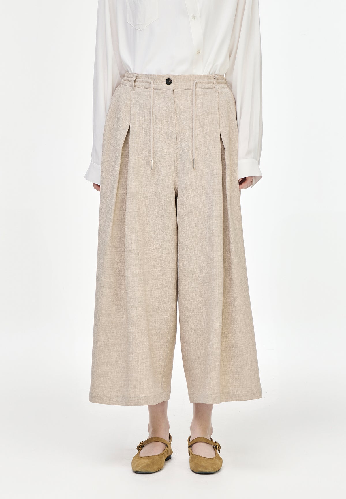 CROP WIDE LINEN PANTS