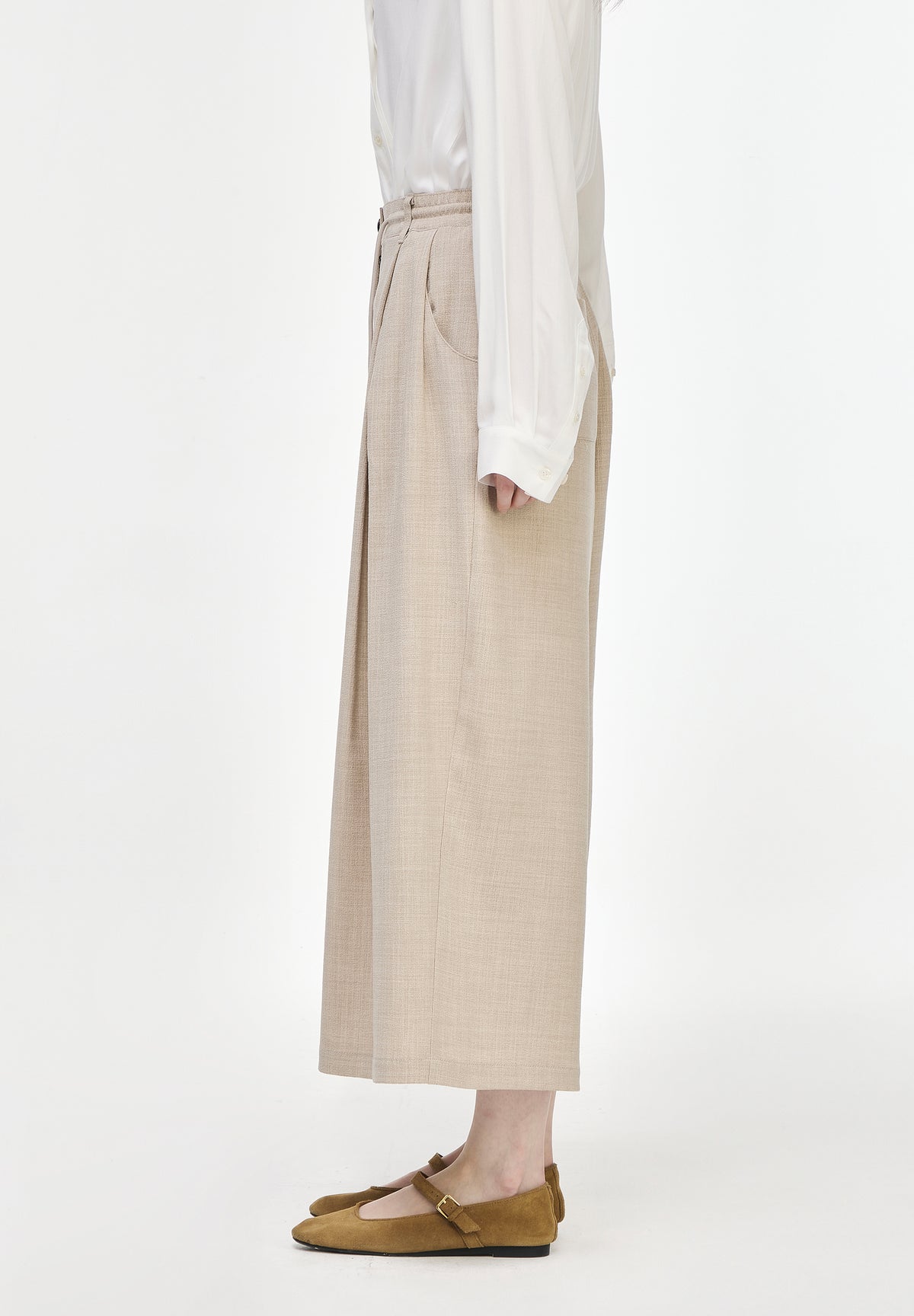 CROP WIDE LINEN PANTS