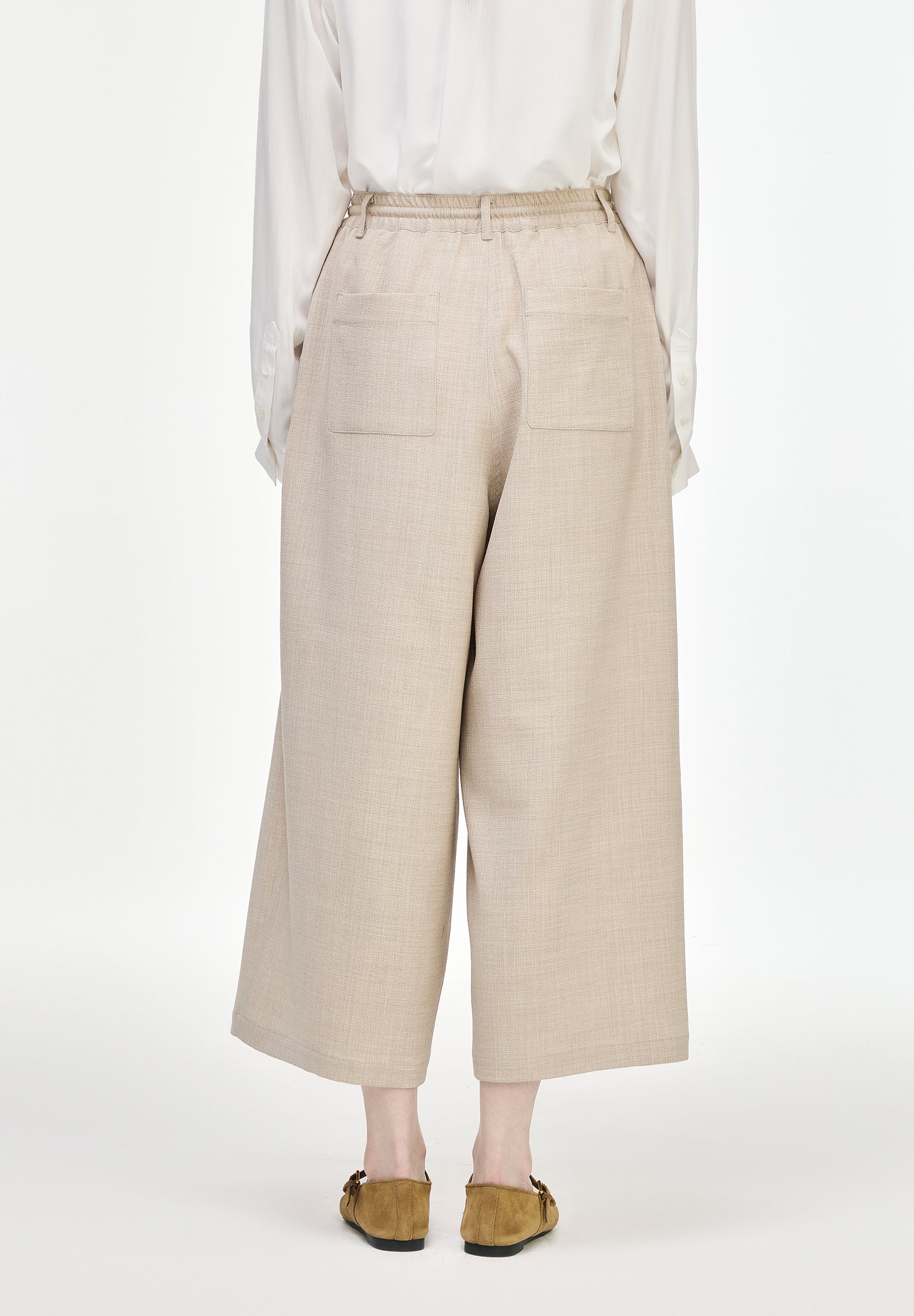 CROP WIDE LINEN PANTS