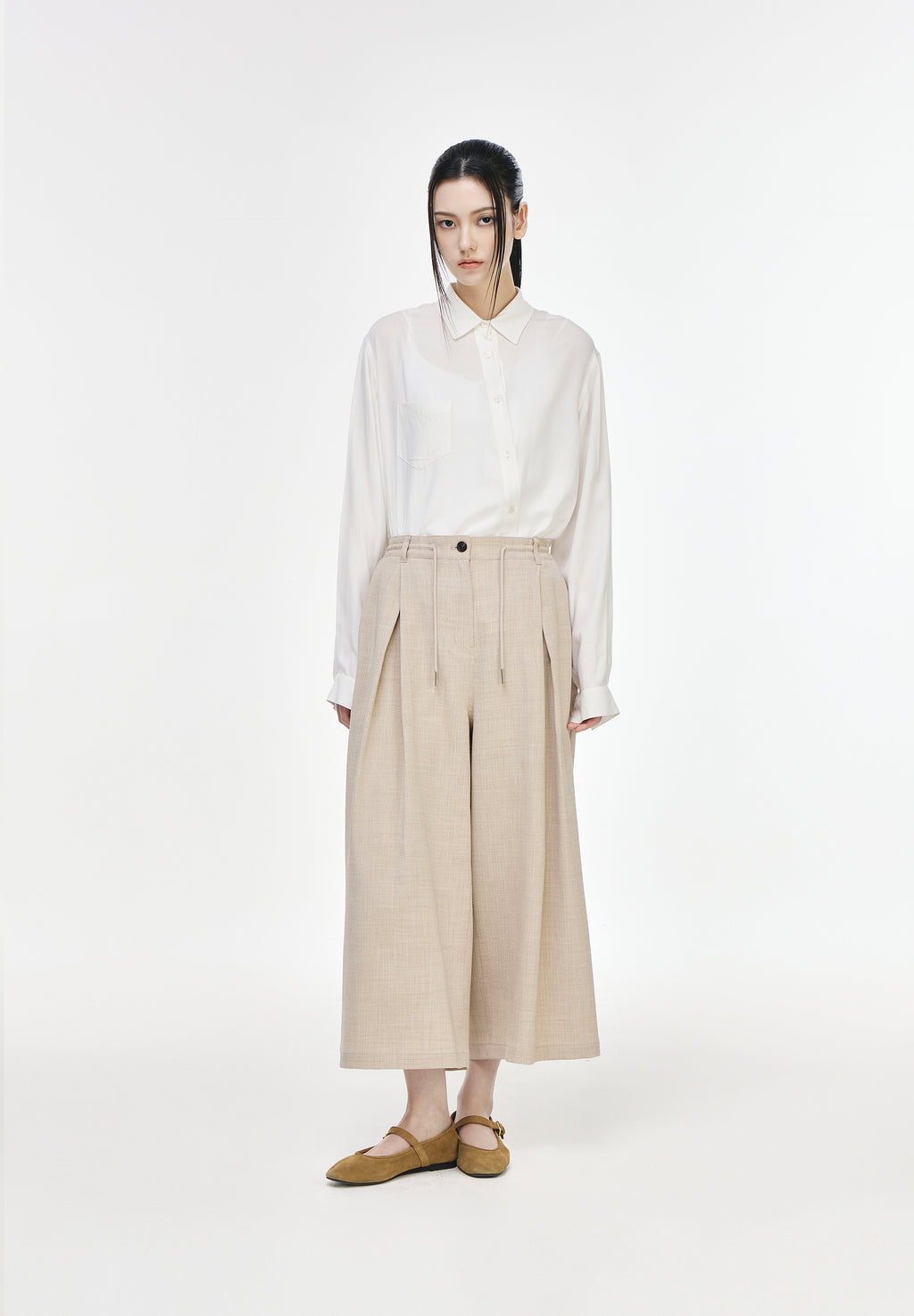 CROP WIDE LINEN PANTS