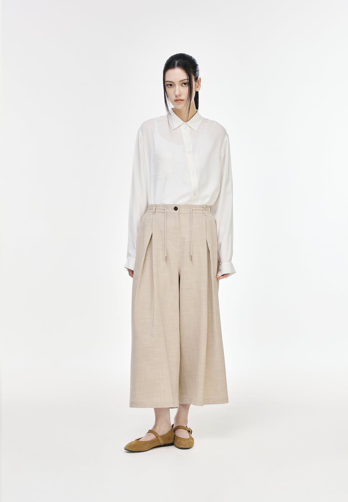 CROP WIDE LINEN PANTS