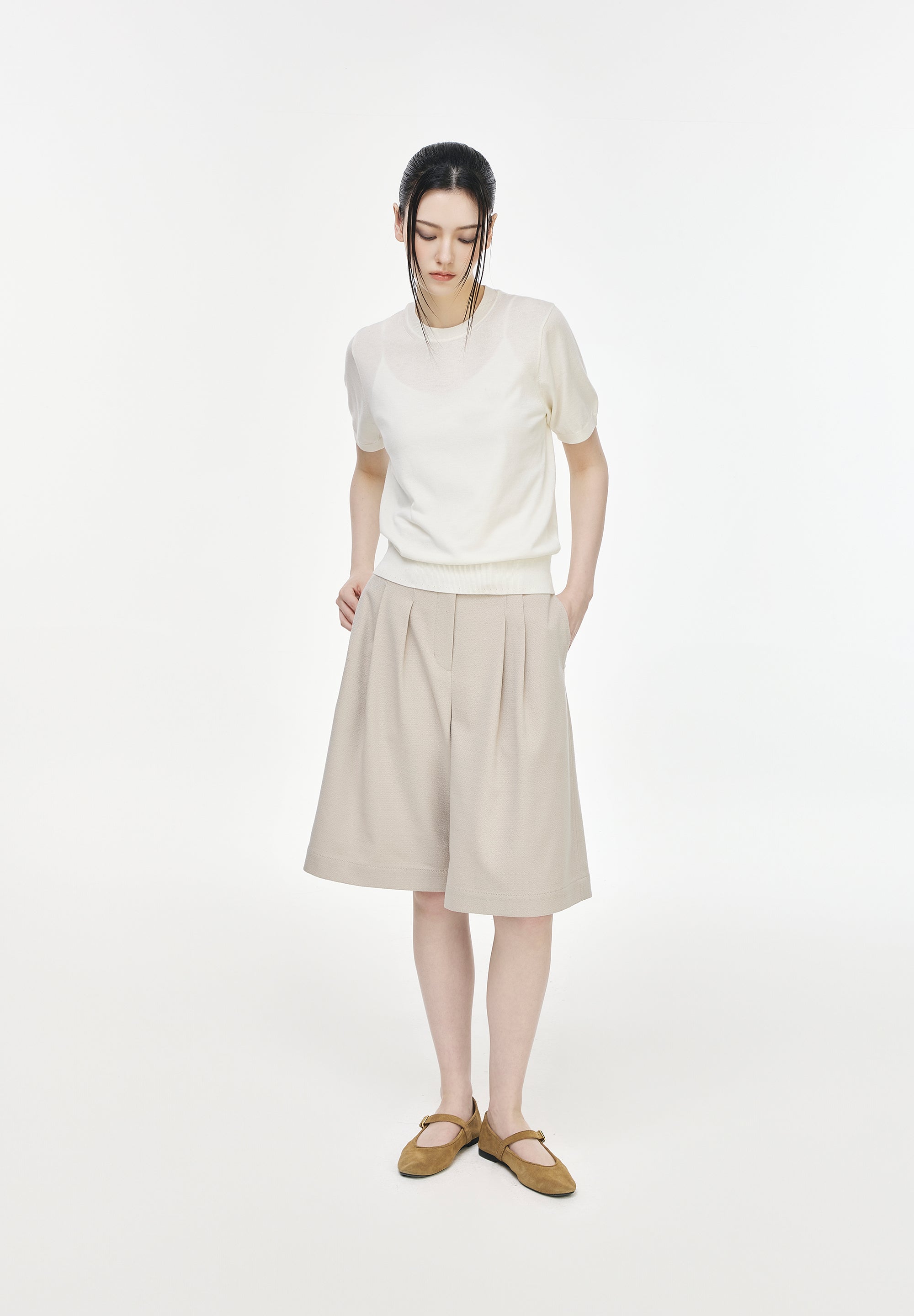 ASYMMETRIC BERMUDA SHORTS