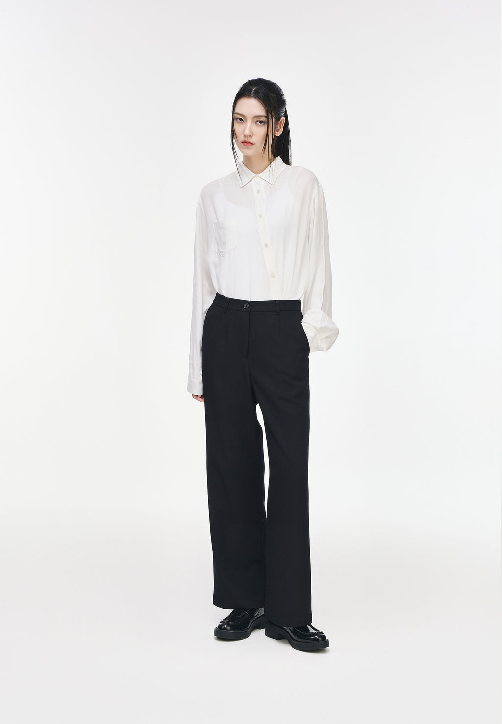 SEMI FLARE LINEN PANTS