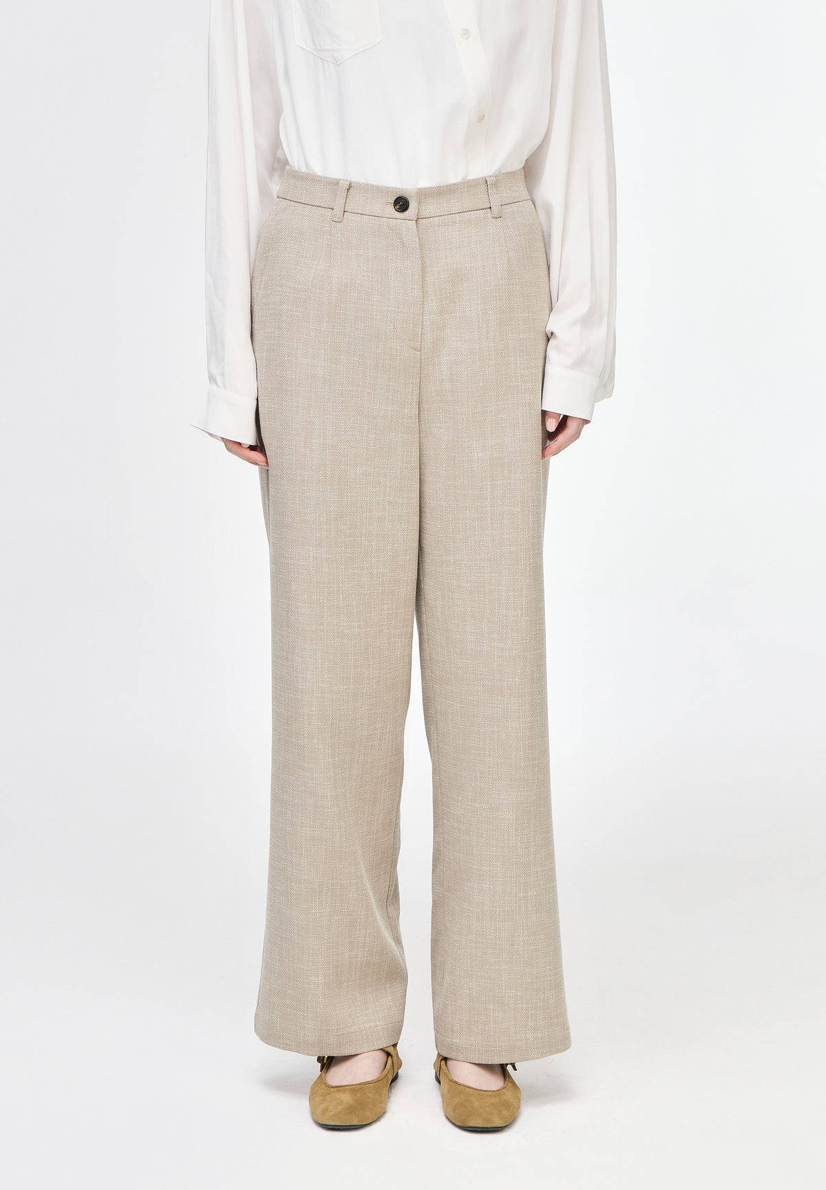 SEMI FLARE LINEN PANTS