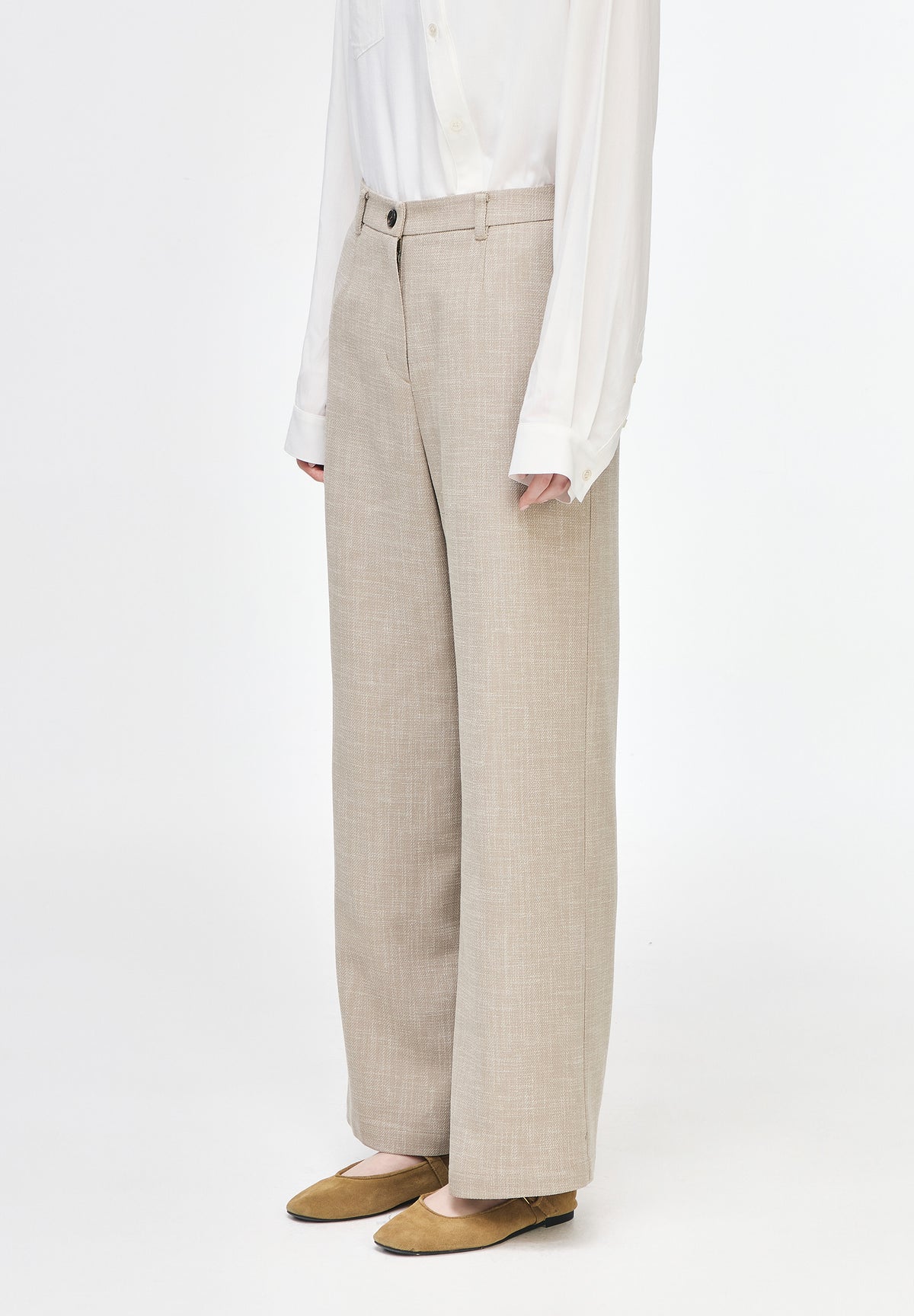 SEMI FLARE LINEN PANTS