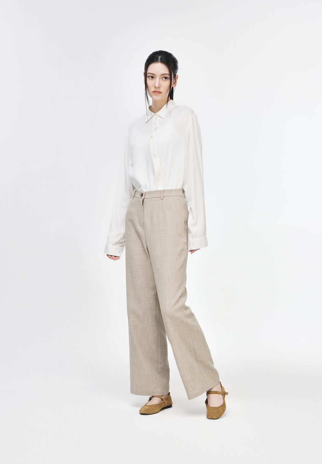SEMI FLARE LINEN PANTS