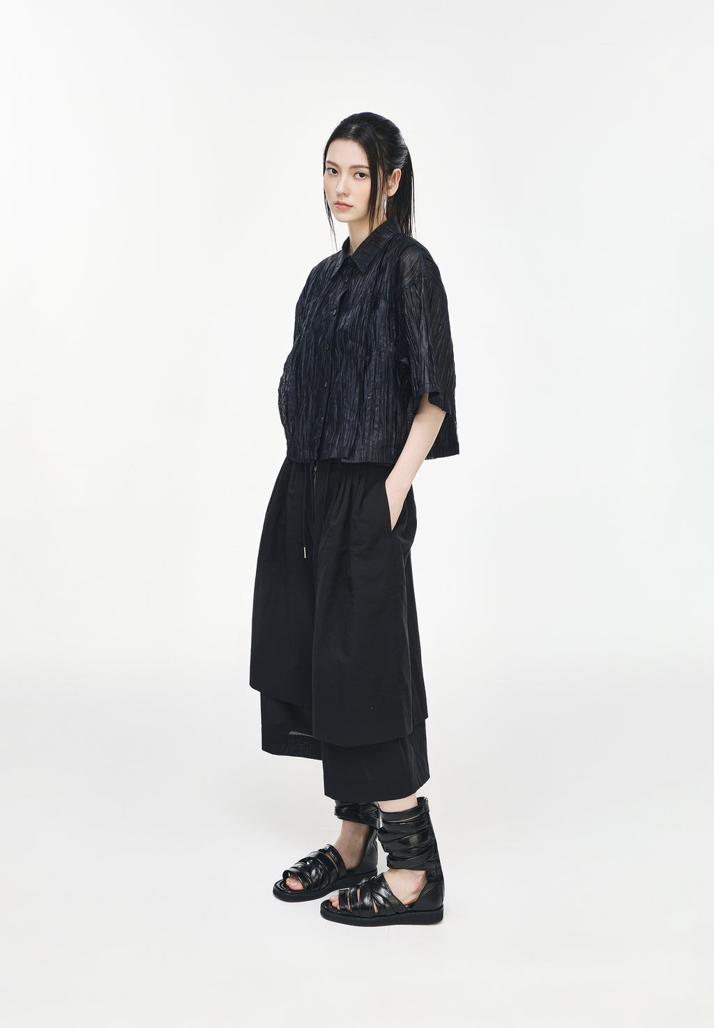 GHOSTFOLD CROP WIDE PANTS