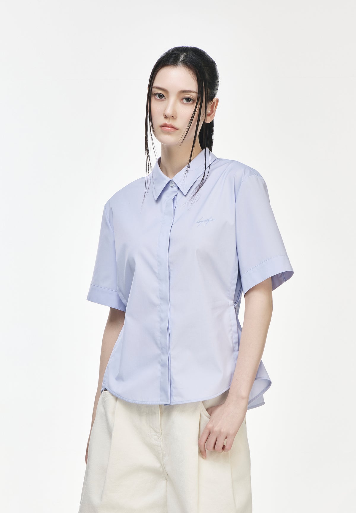 FLORAL EMBROIDERED HALF SHIRT