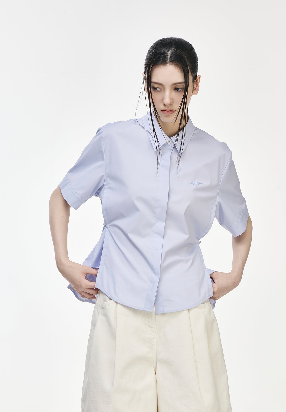 FLORAL EMBROIDERED HALF SHIRT