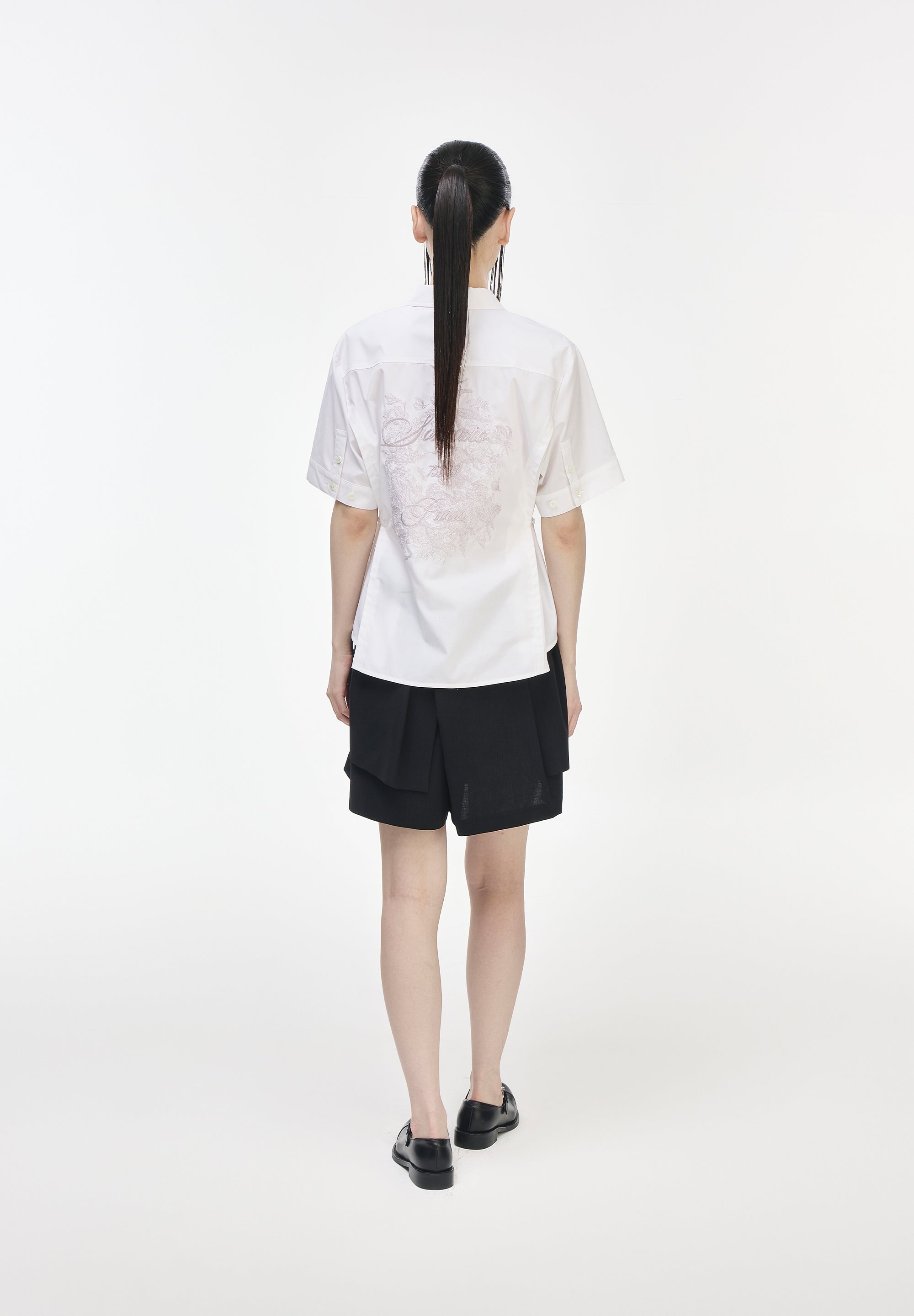 FLORAL EMBROIDERED HALF SHIRT