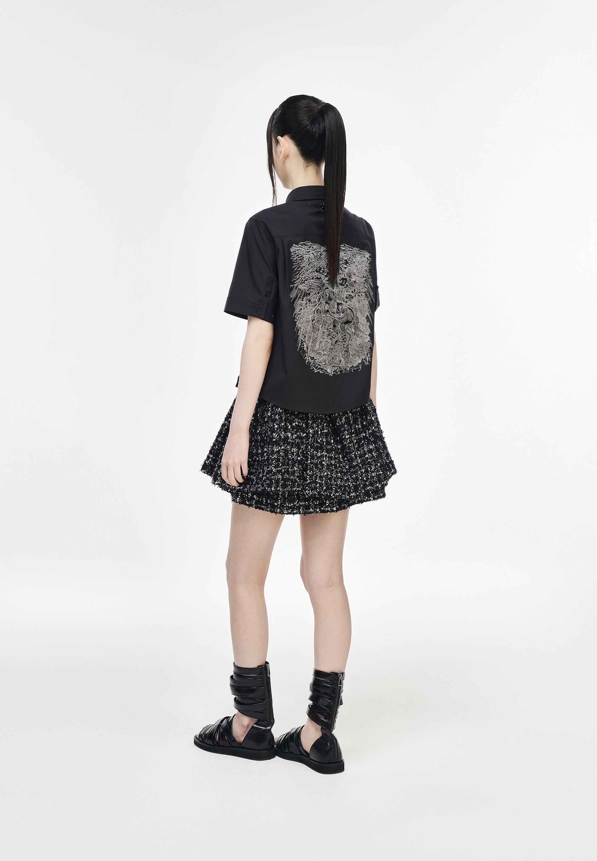 NIGHT MICKEY EMBROIDERED JEWELED SHIRT
