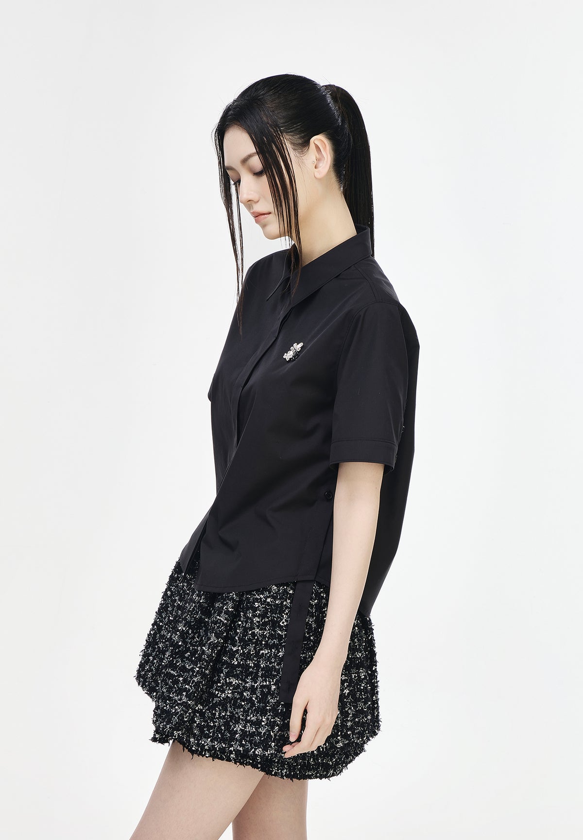 NIGHT MICKEY EMBROIDERED JEWELED SHIRT