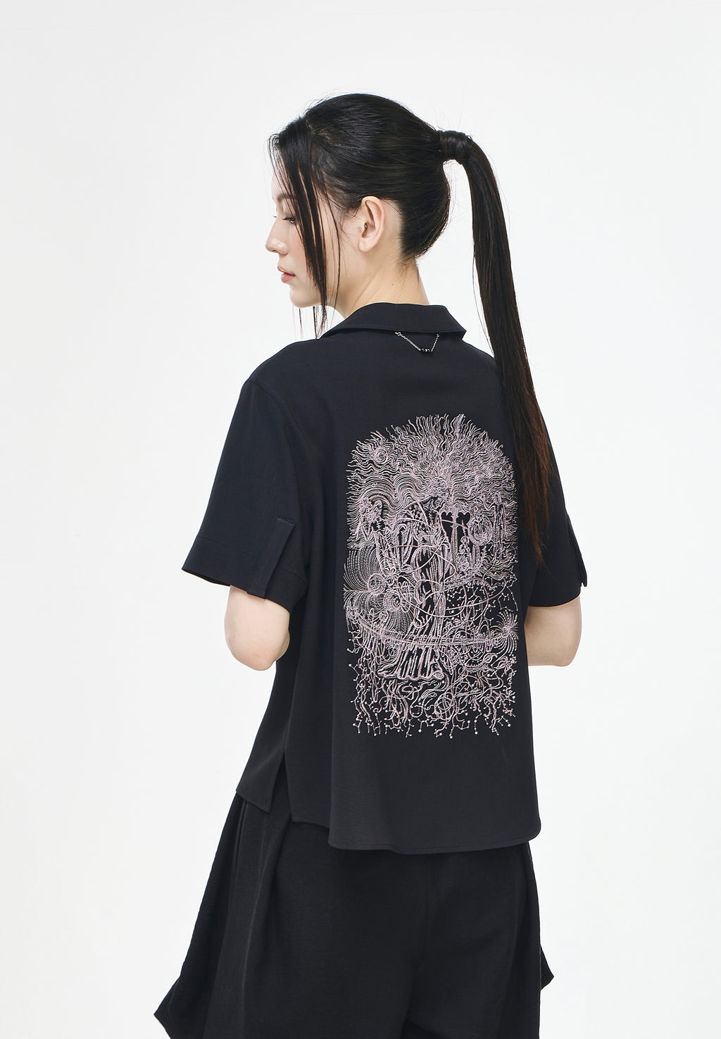 CELESTIAL EMBROIDERED HALF SHIRT