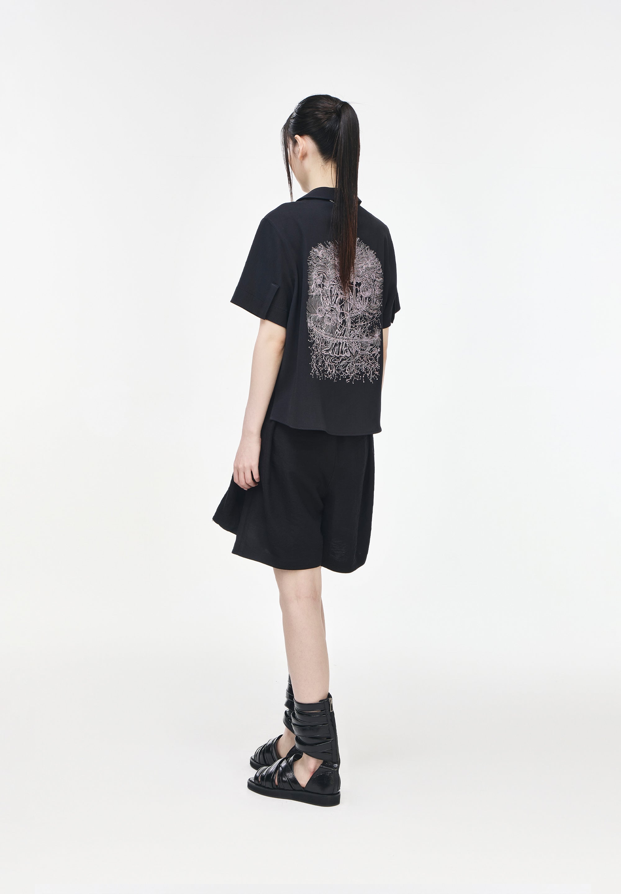 CELESTIAL EMBROIDERED HALF SHIRT