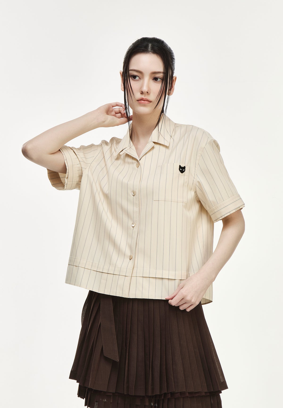 PANTHER LAYERED OPEN COLLAR SHIRT
