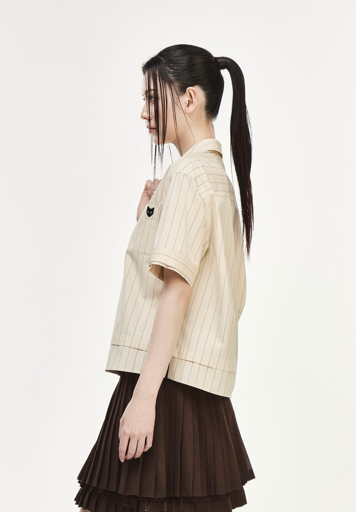 PANTHER LAYERED OPEN COLLAR SHIRT