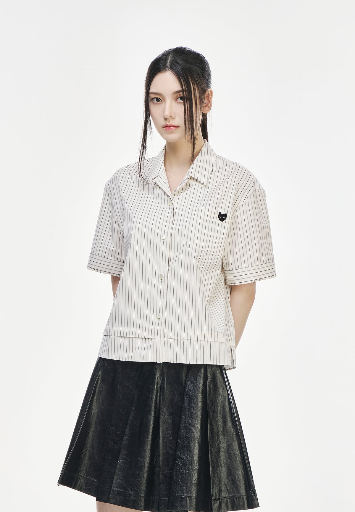 PANTHER LAYERED OPEN COLLAR SHIRT